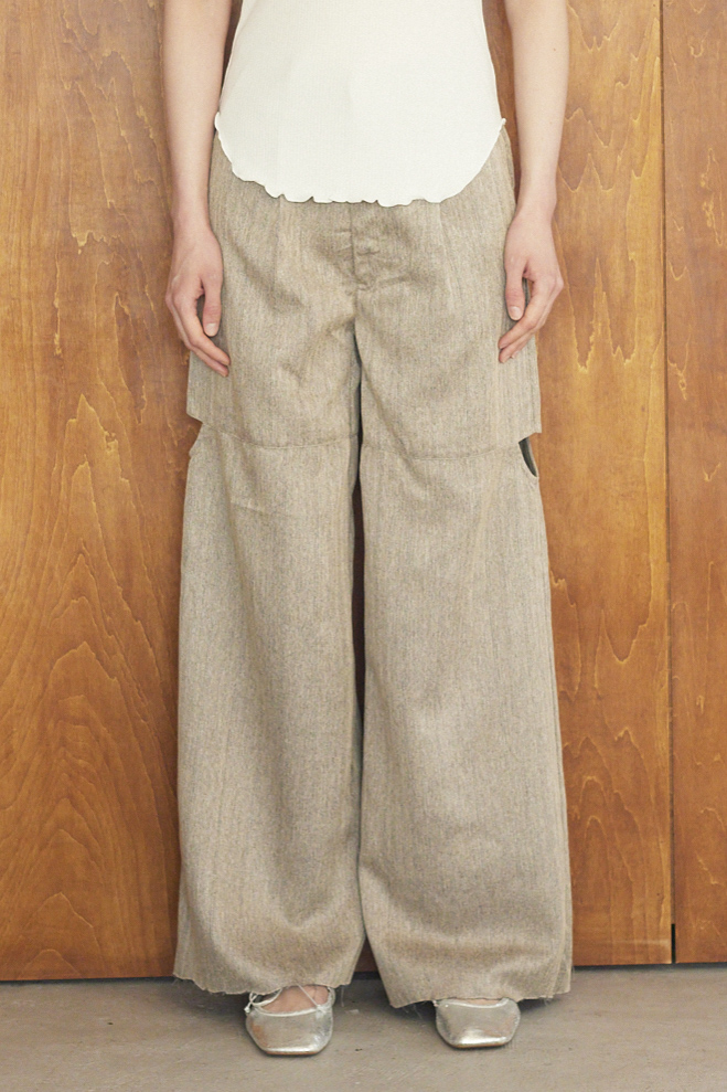 【MAISON ELLIE】melange tweed cut off pants