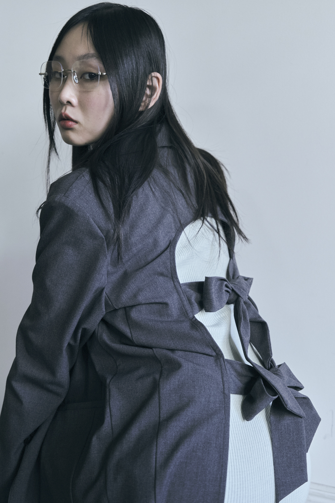 【MAISON ELLIE】double ribbon open jacket