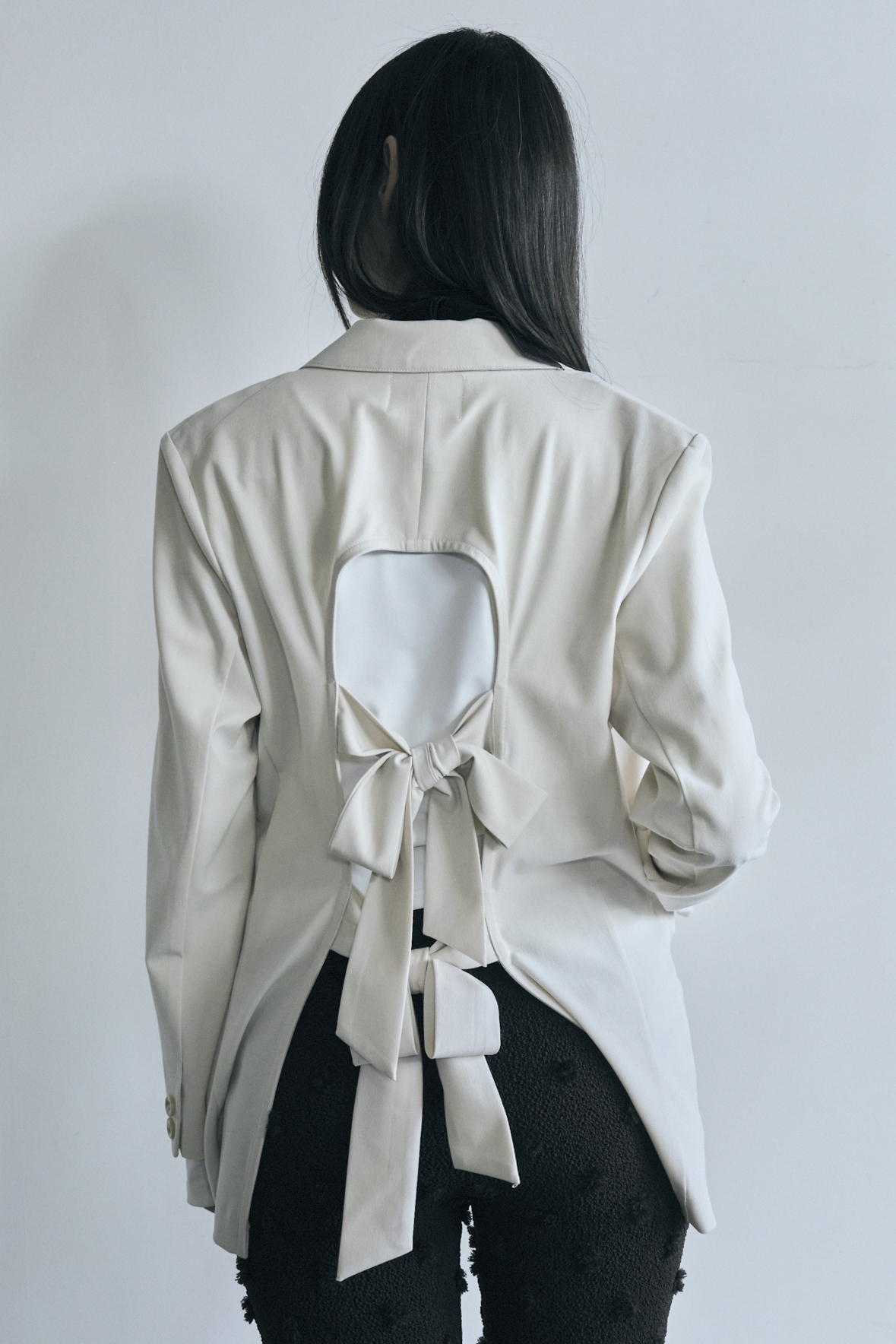 【MAISON ELLIE】double ribbon open jacket
