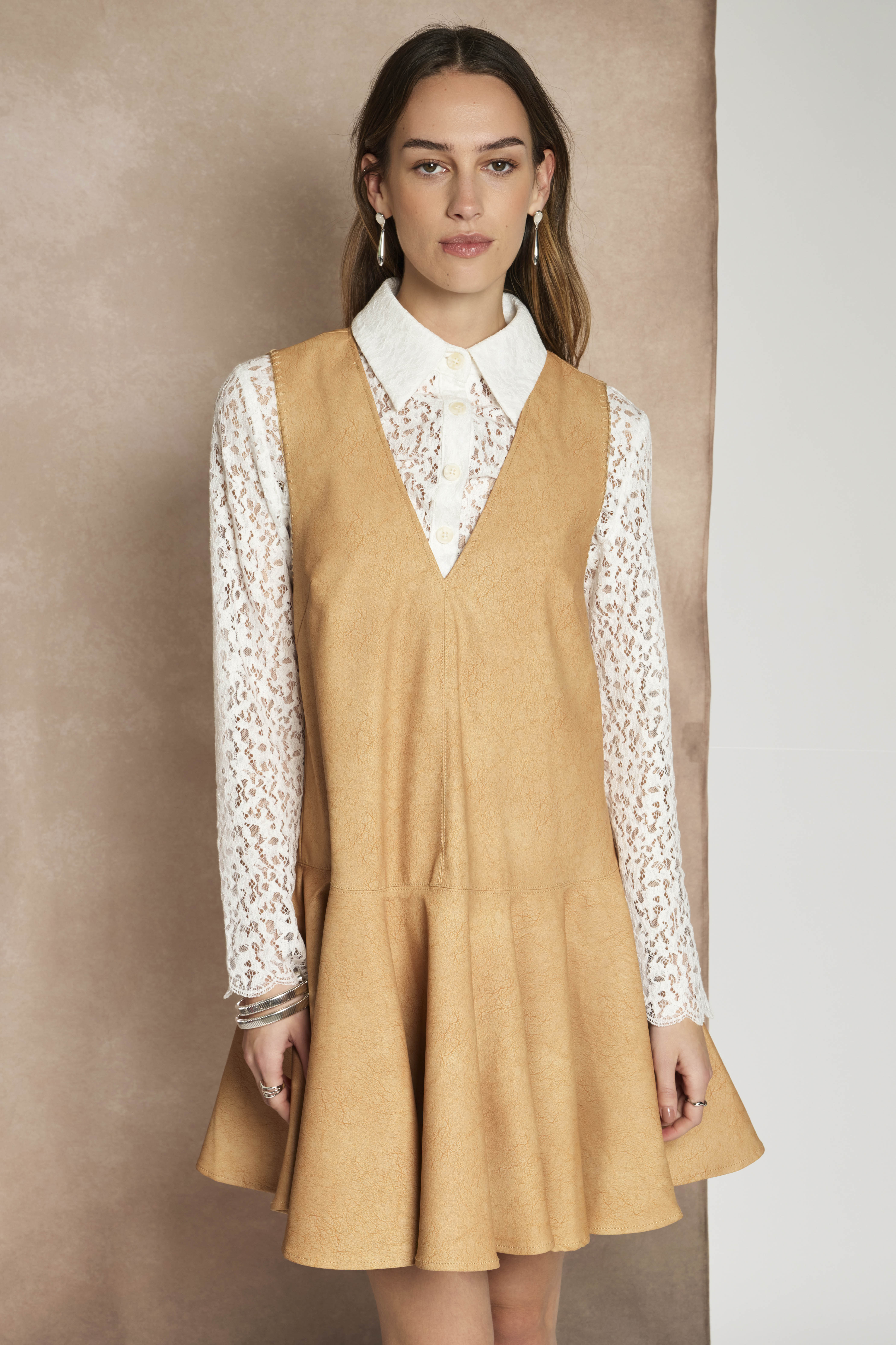 【GHOSPELL】Camila Faux Leather Mini Dress