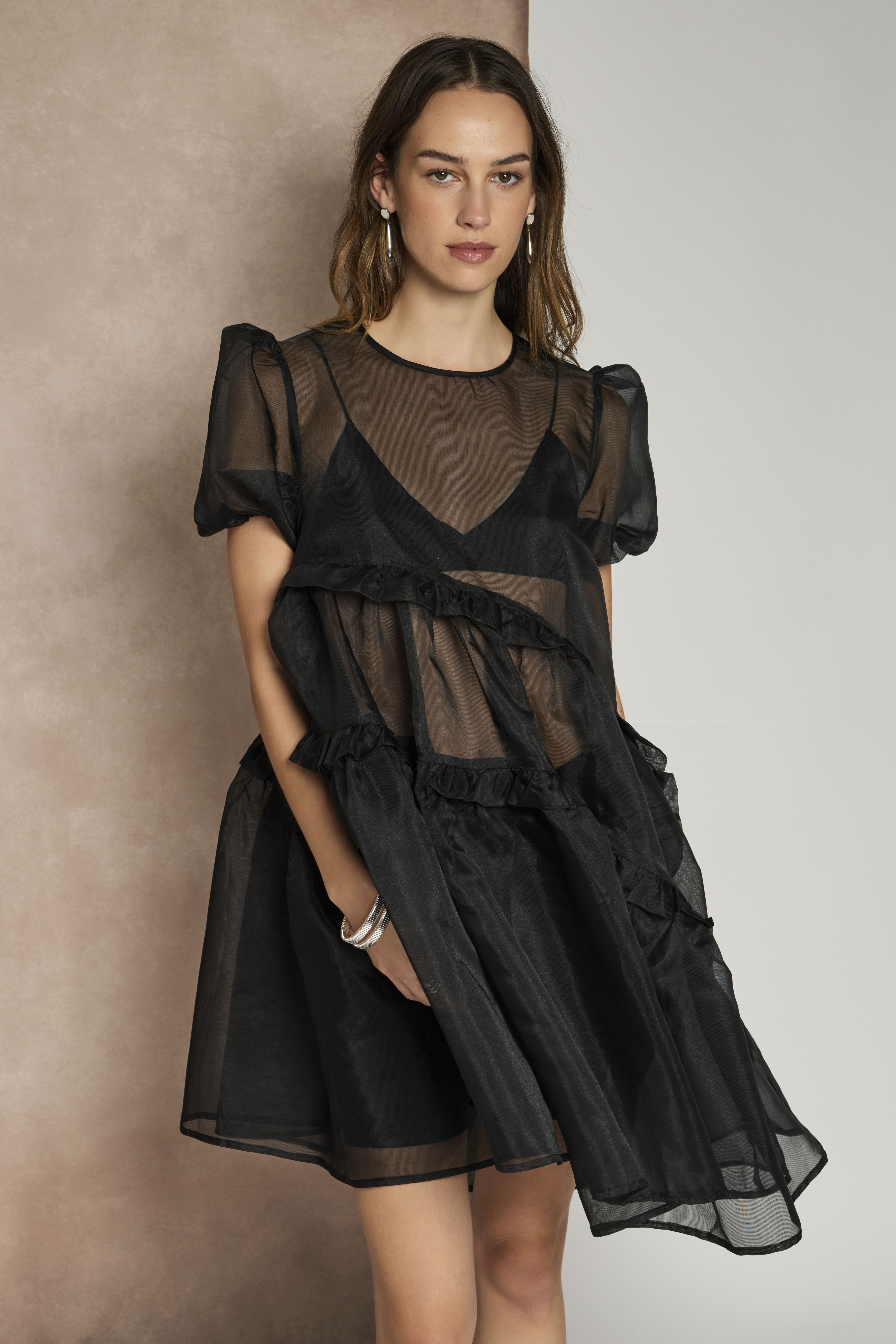 【GHOSPELL】Lennie Sheer Mini Dress