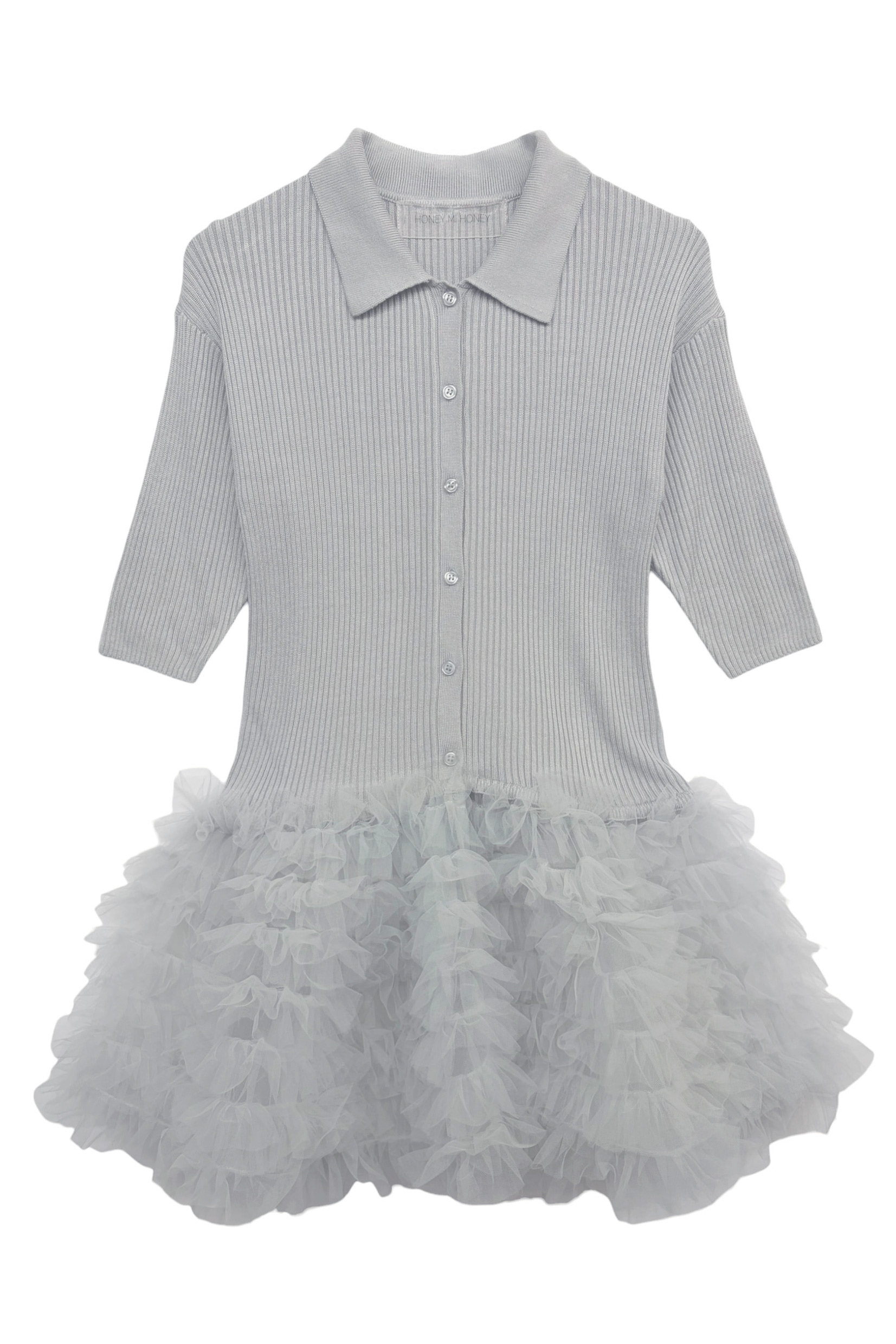 HONEY MI HONEY】tulle peplum short sleeve cardigan HONEY.MALL