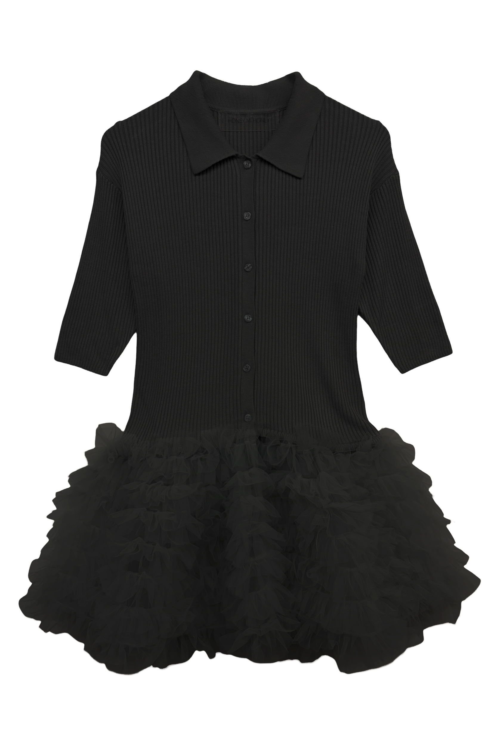 HONEY MI HONEY】tulle peplum short sleeve cardigan HONEY.MALL