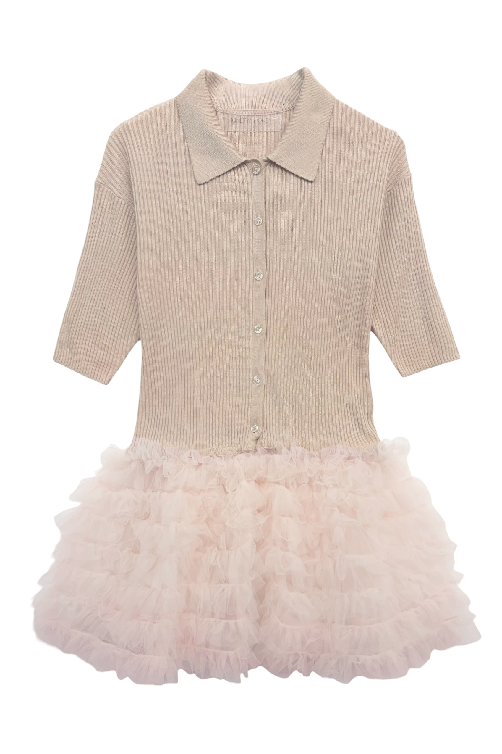 HONEY MI HONEY】tulle peplum short sleeve cardigan HONEY.MALL