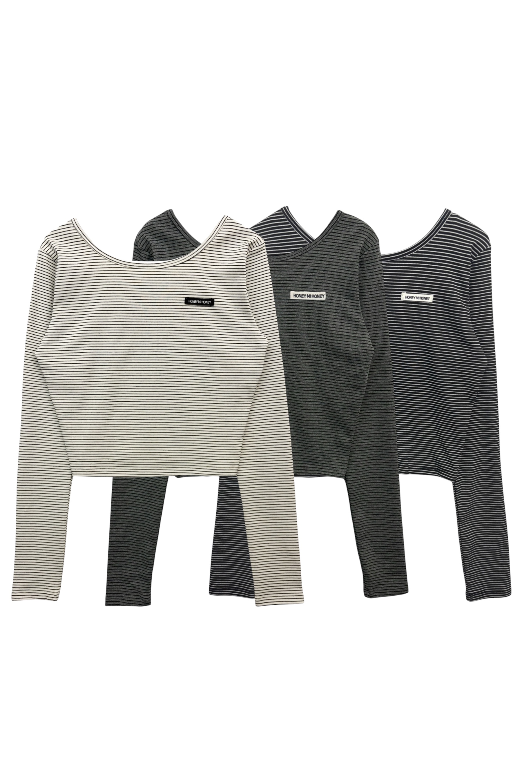 【HONEY MI HONEY】honey logo border cropped long t-shirt