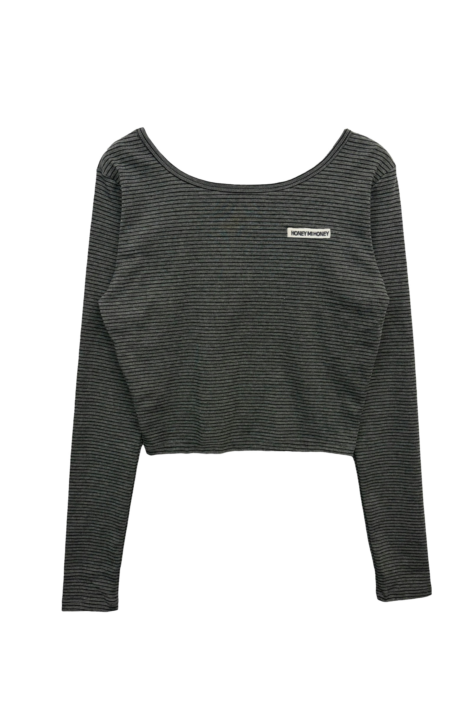 HONEY MI HONEY】honey logo border cropped long t-shirt HONEY.MALL