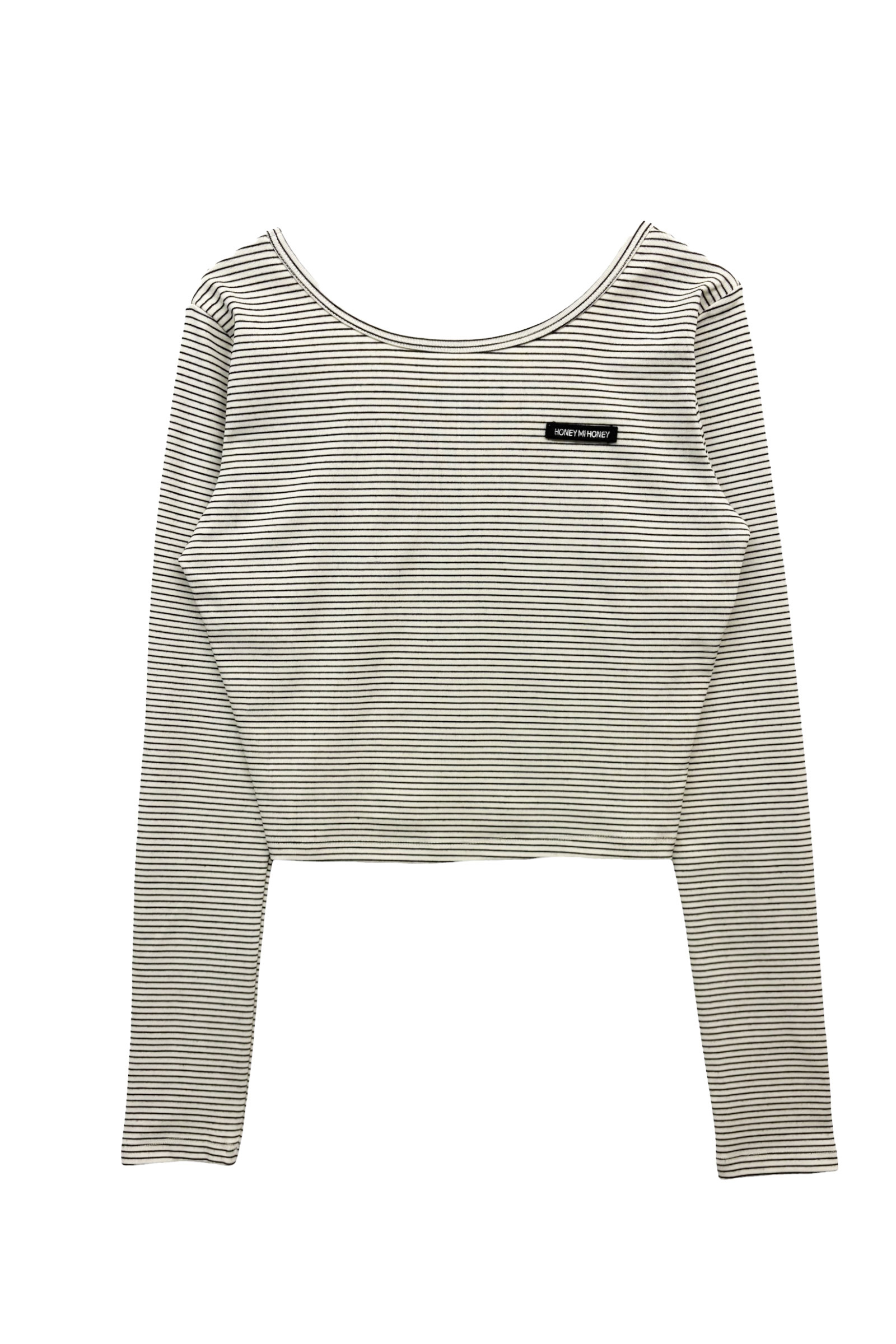 HONEY MI HONEY】honey logo border cropped long t-shirt HONEY.MALL
