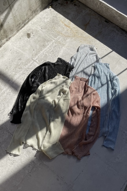 【HONEY MI HONEY】lame pleats sheer tops