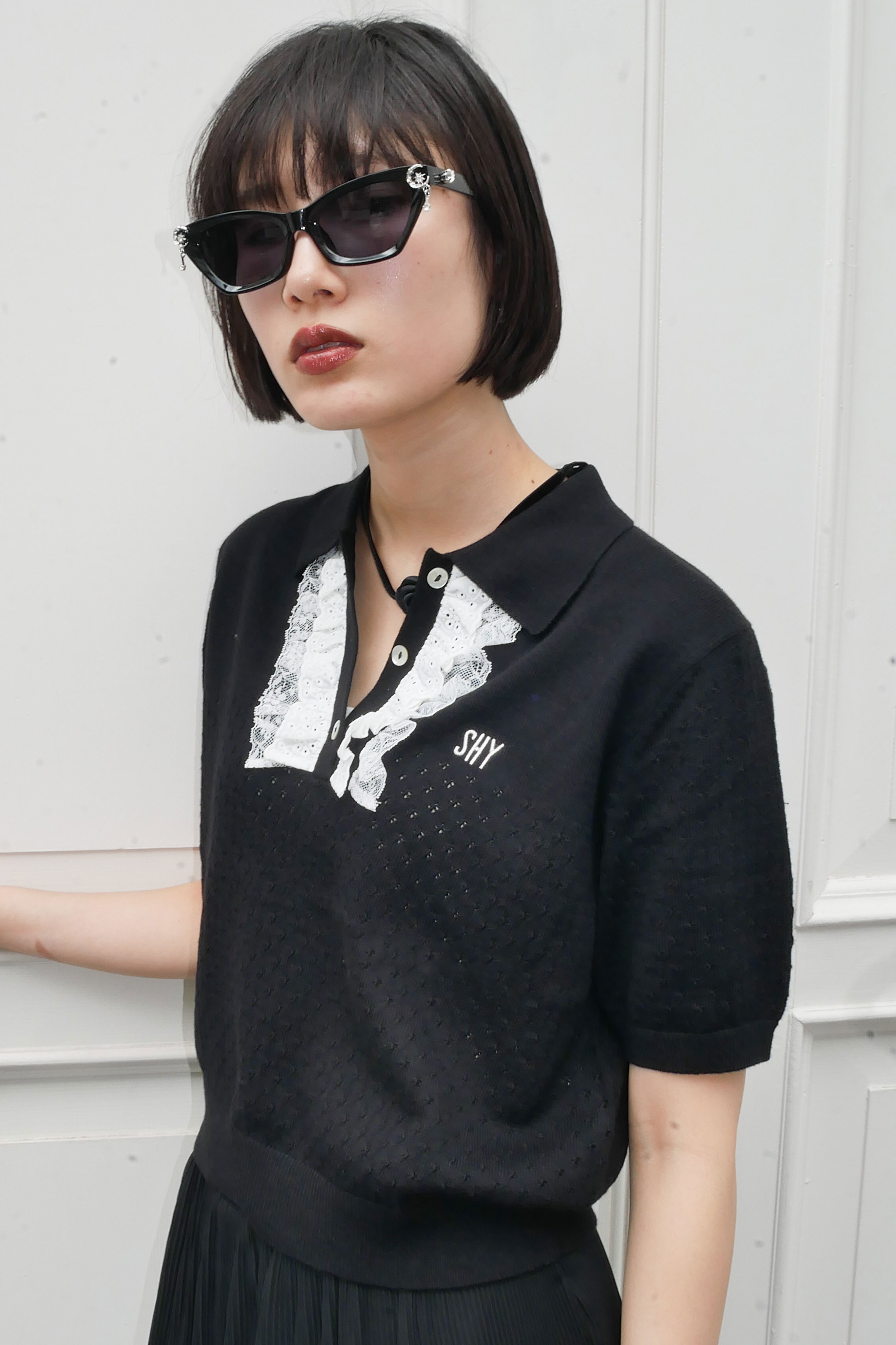 SOWAコラボ】lace frill knit polo | HONEY MI HONEY