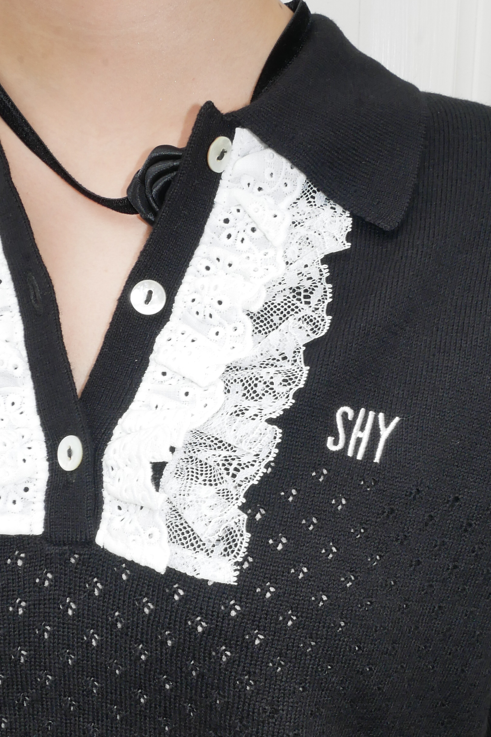 SOWAコラボ】lace frill knit polo | HONEY MI HONEY