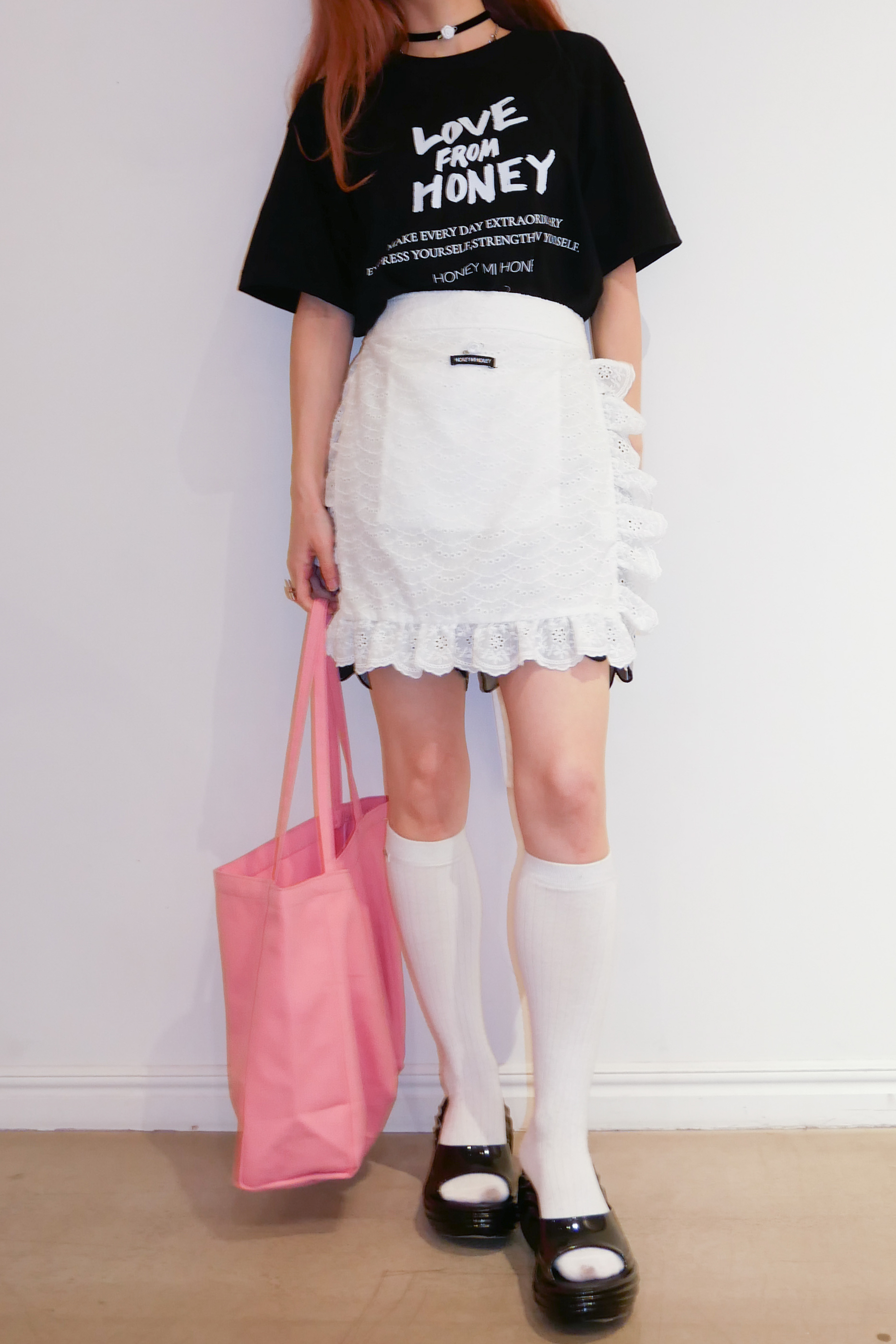 HONEY MI HONEY チュールシャツ HONEY MI HONEY】LOVE FROM HONEY t-shirt HONEY.MALL