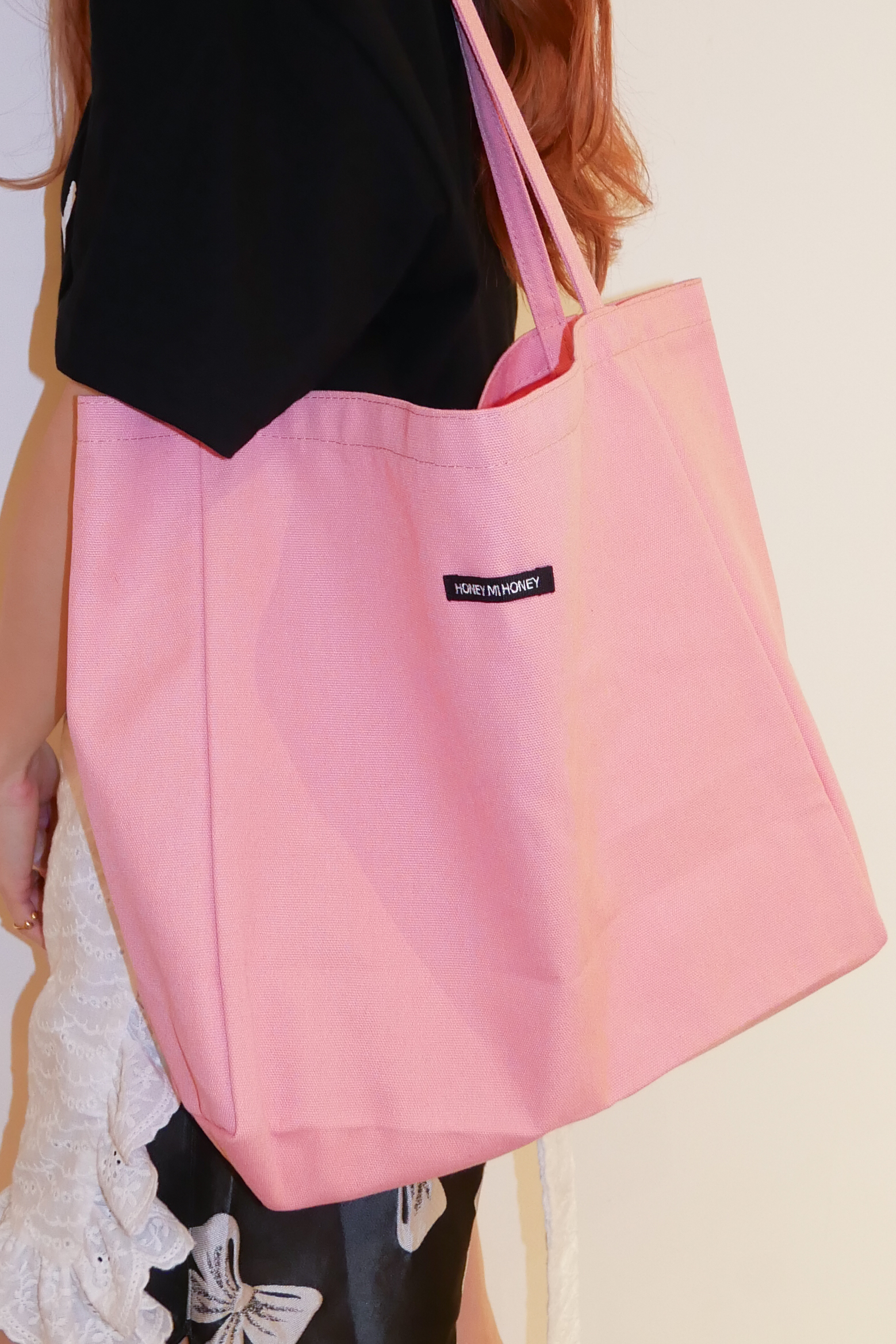 【HONEY MI HONEY】honey logo big canvas tote
