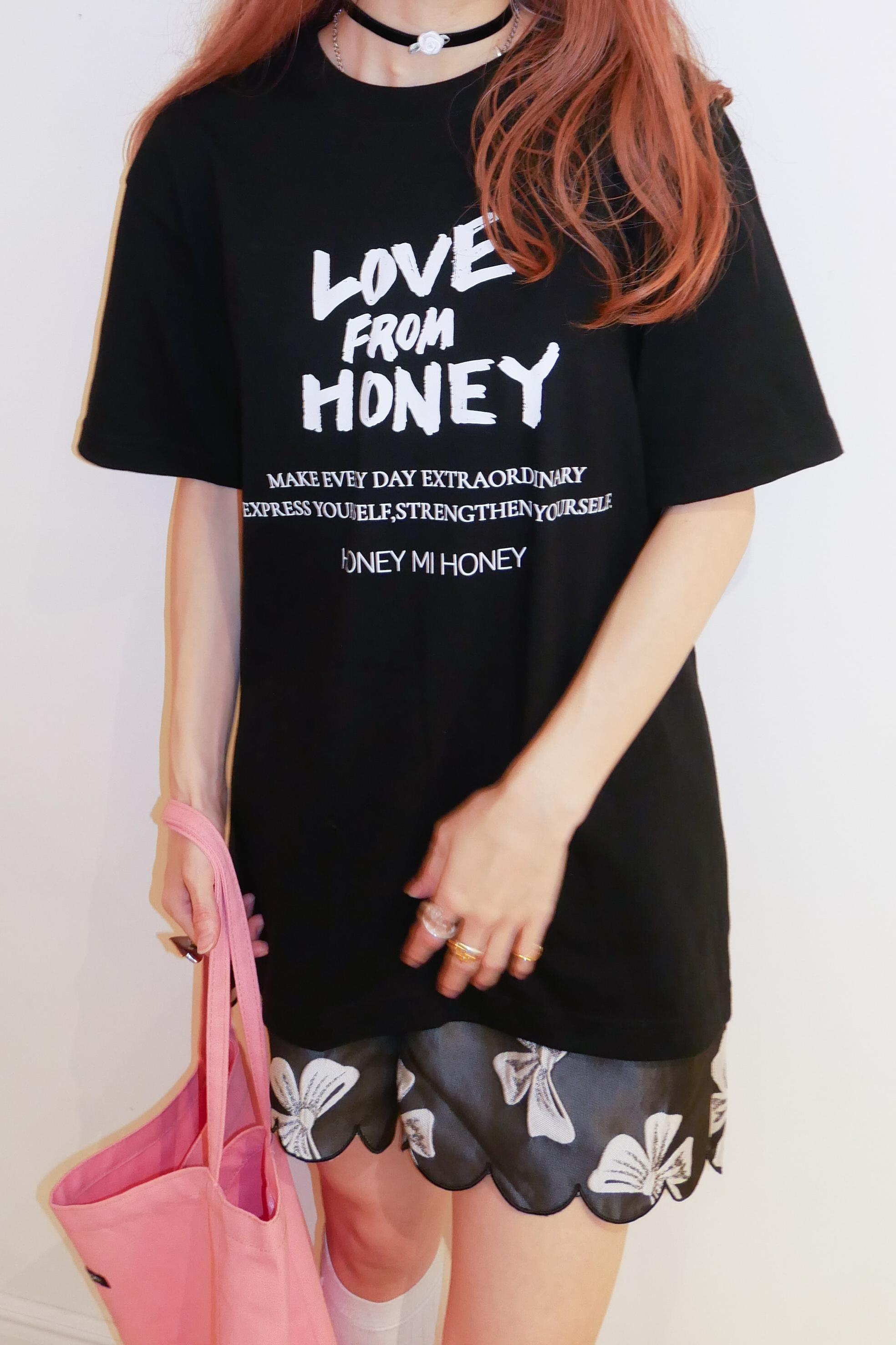 HONEY MI HONEY チュールシャツ HONEY MI HONEY】LOVE FROM HONEY t-shirt HONEY.MALL