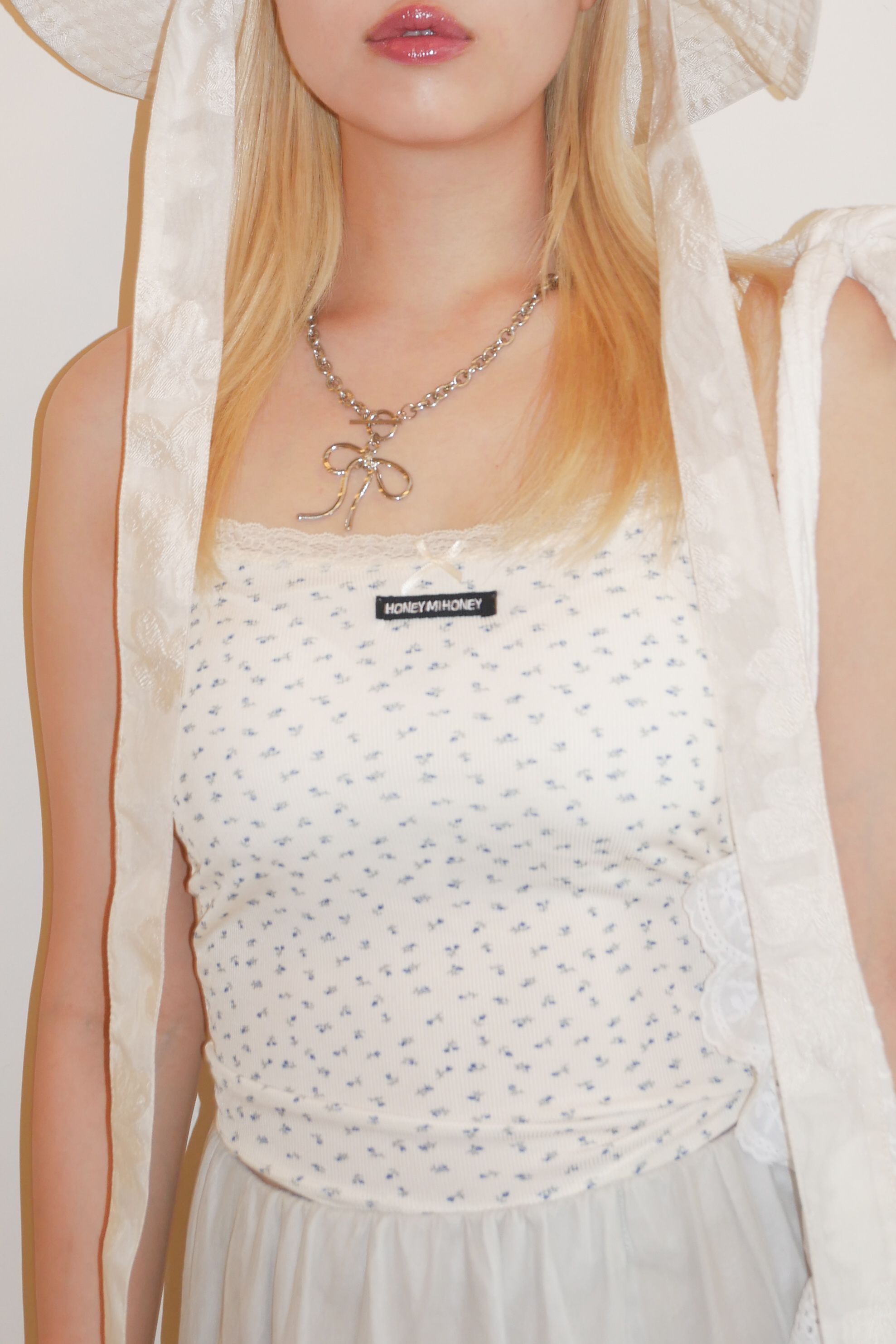 HONEYMIHONEY】HONEY logo cup-in floral camisole HONEY.MALL