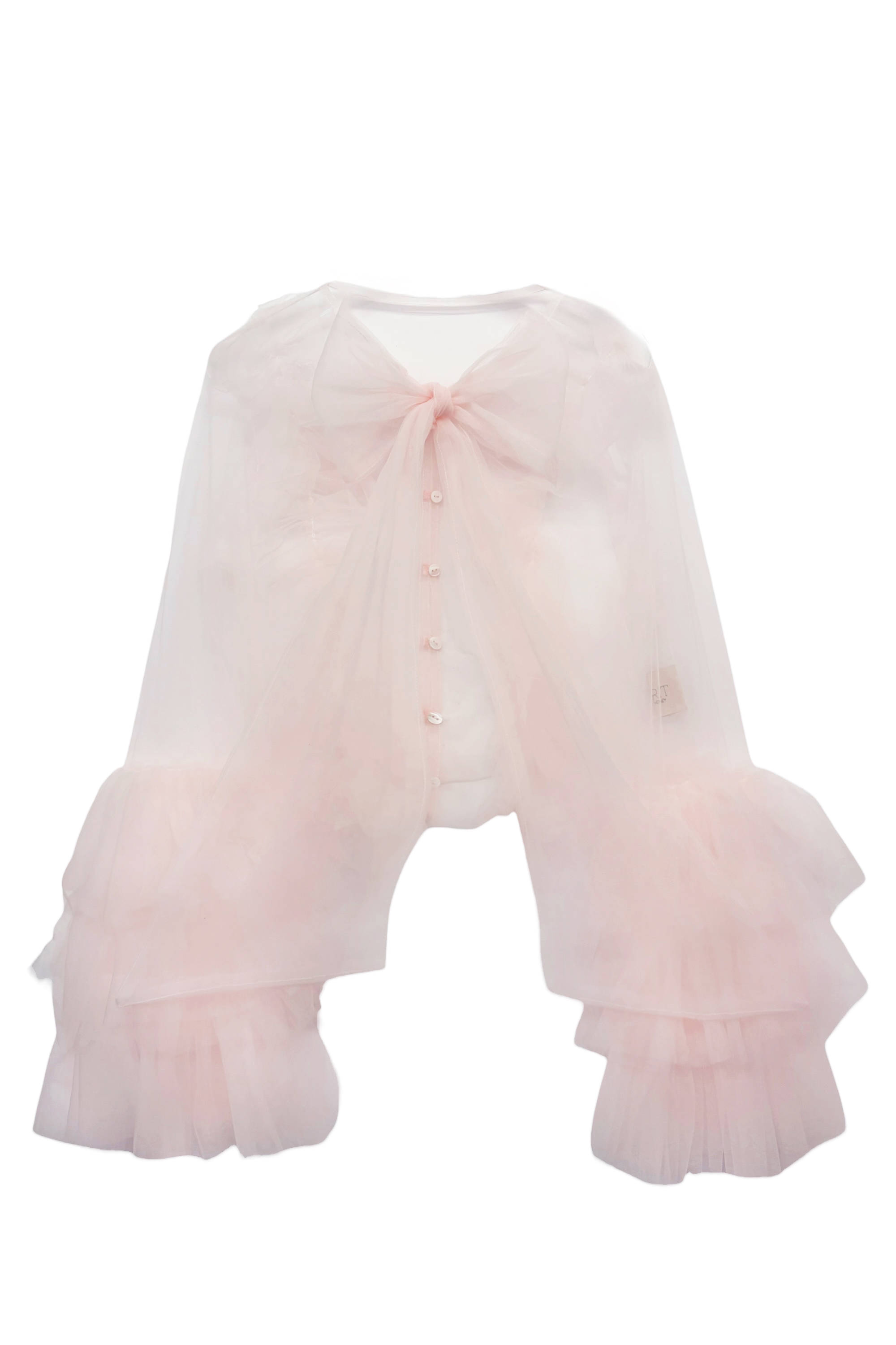 Ribbon tulle candy sleeve tops(eme10902) Ribbon tulle candy sleeve 