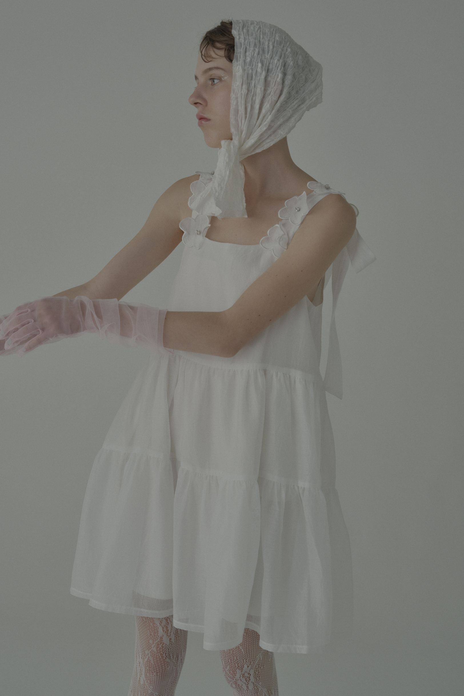 【ESPRIT】flower organdie tiered one-piece