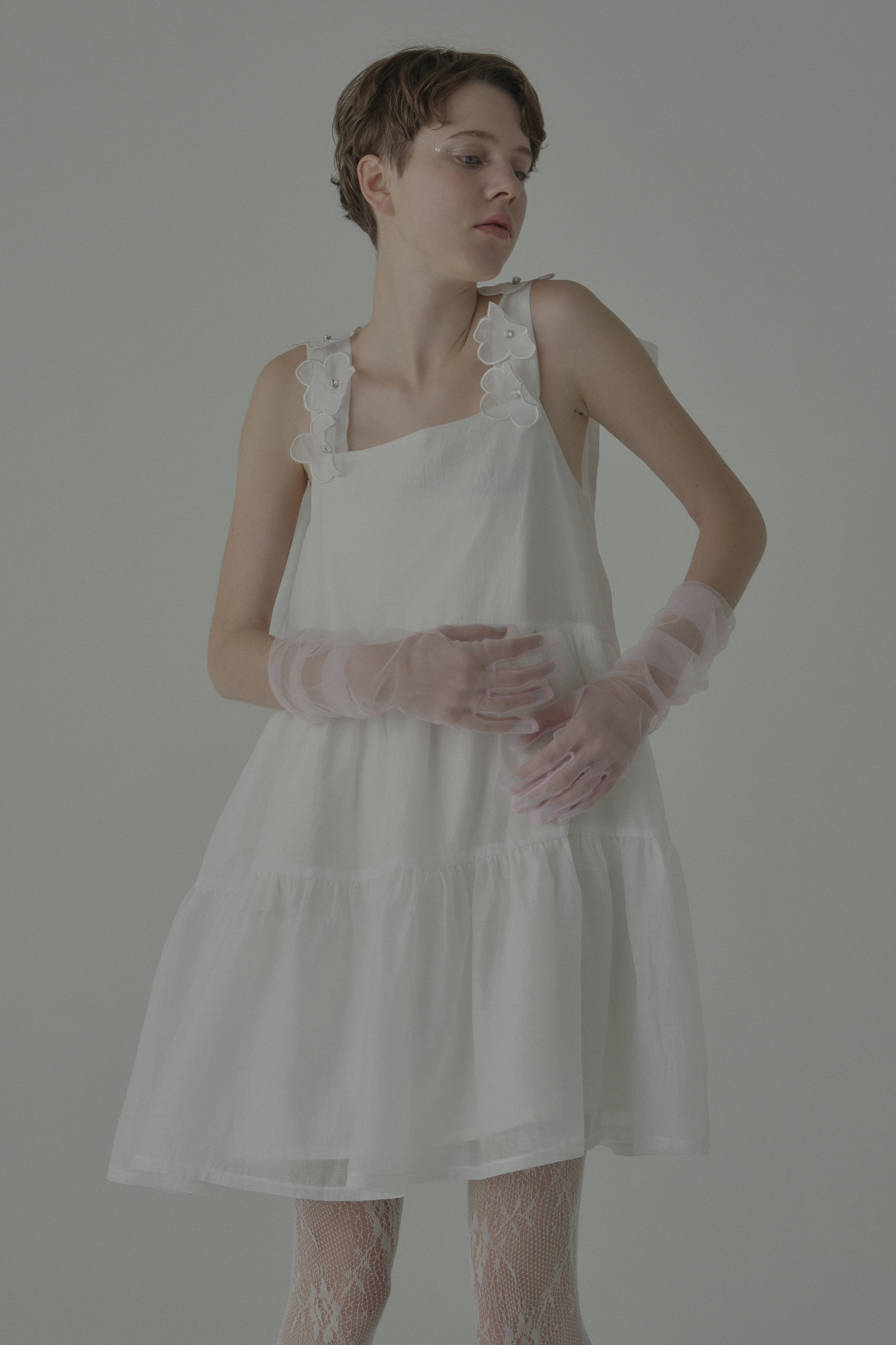 ESPRIT｜flower organdie tiered one-piece｜フラワーオーガンジー