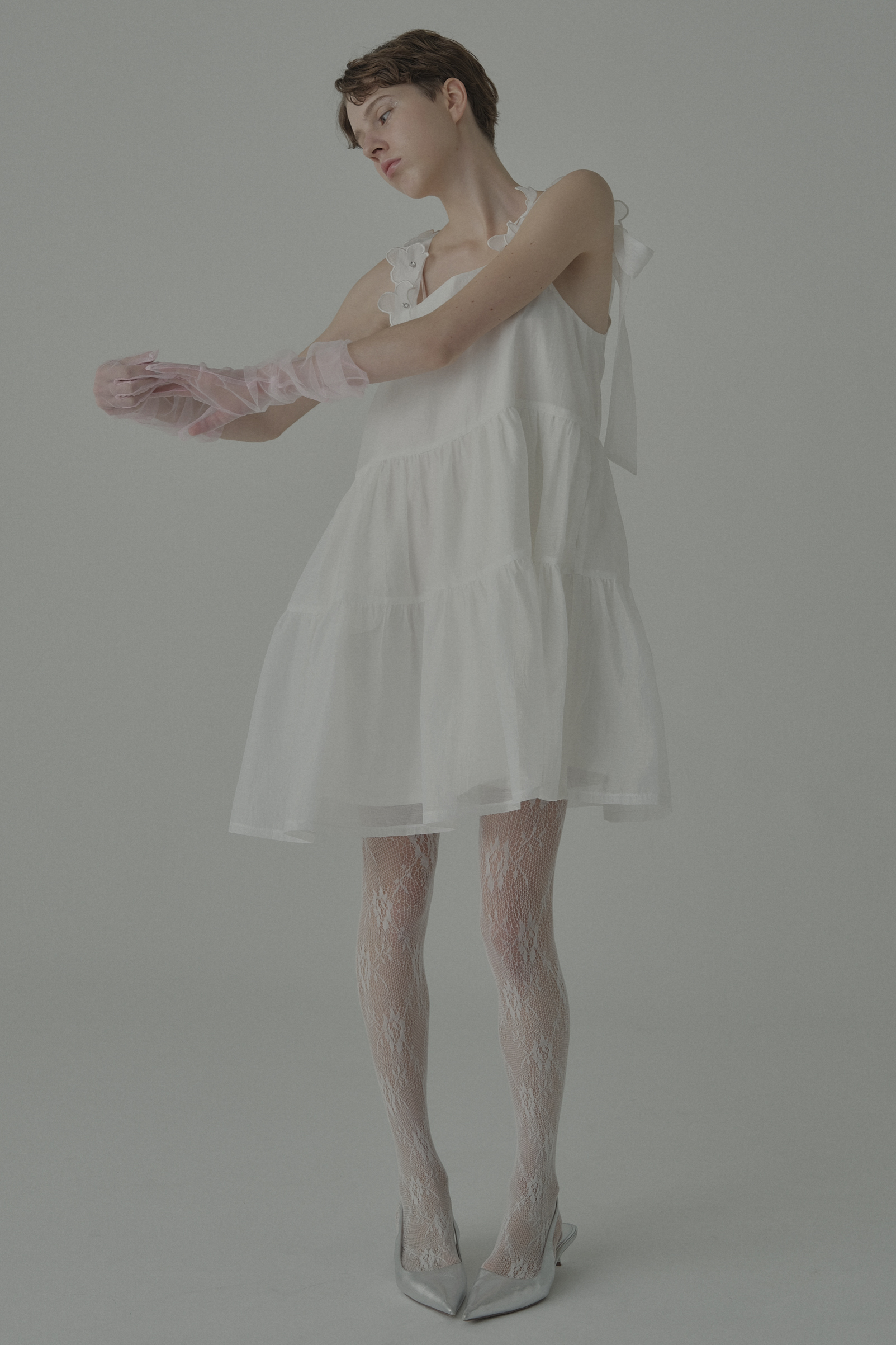 ESPRIT｜flower organdie tiered one-piece｜フラワーオーガンジー