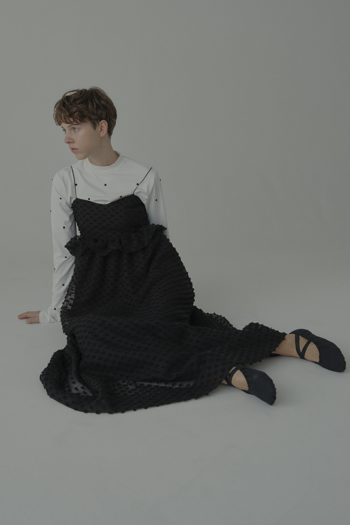 ESPRIT｜dot voile ribbon long one-piece｜ドットボイルリボンロング