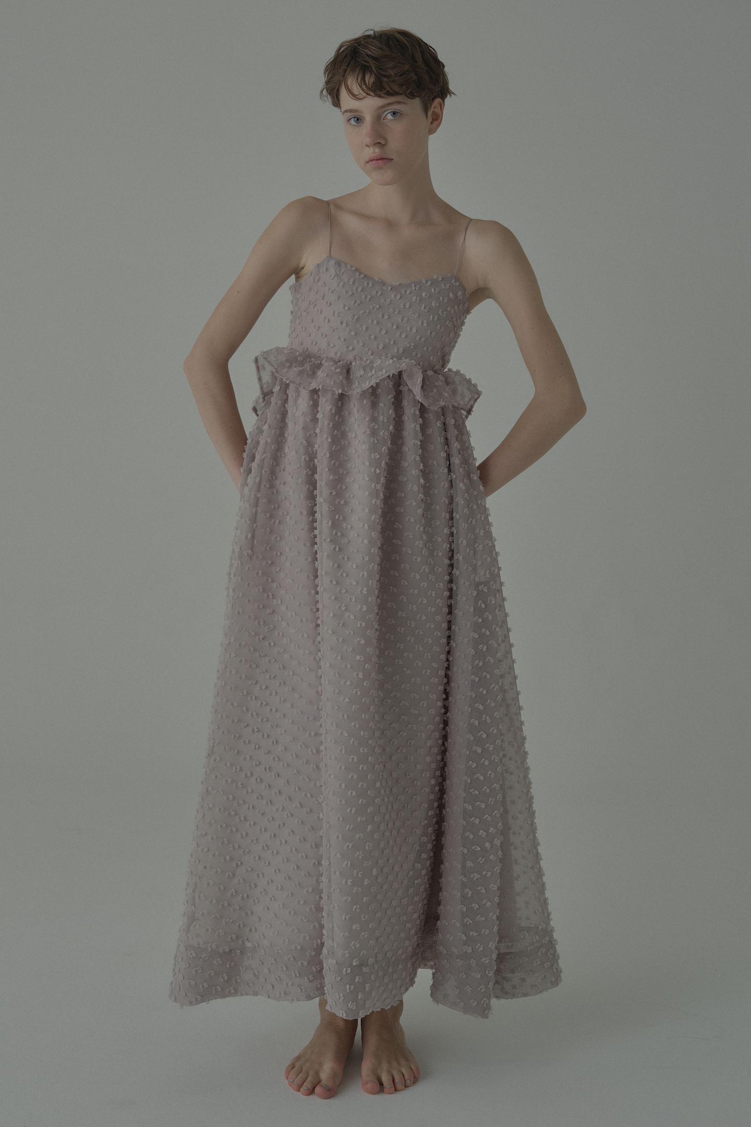 ESPRIT｜dot voile ribbon long one-piece｜ドットボイルリボンロング