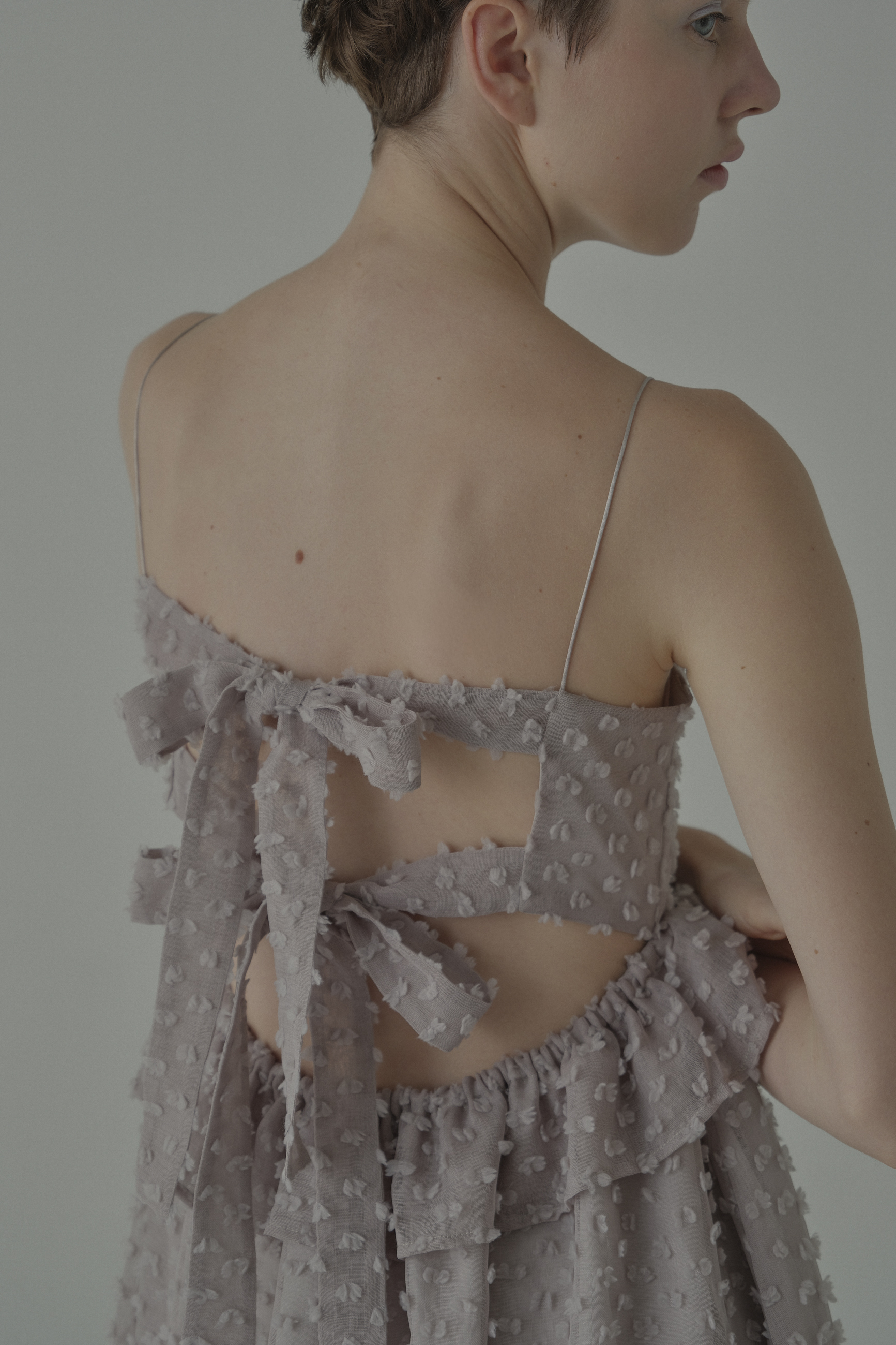 マルベル　Tulle　Bow　Onepiece　S バレッタセット① ESPRIT｜dot voile ribbon long one-piece｜ドットボイルリボンロング