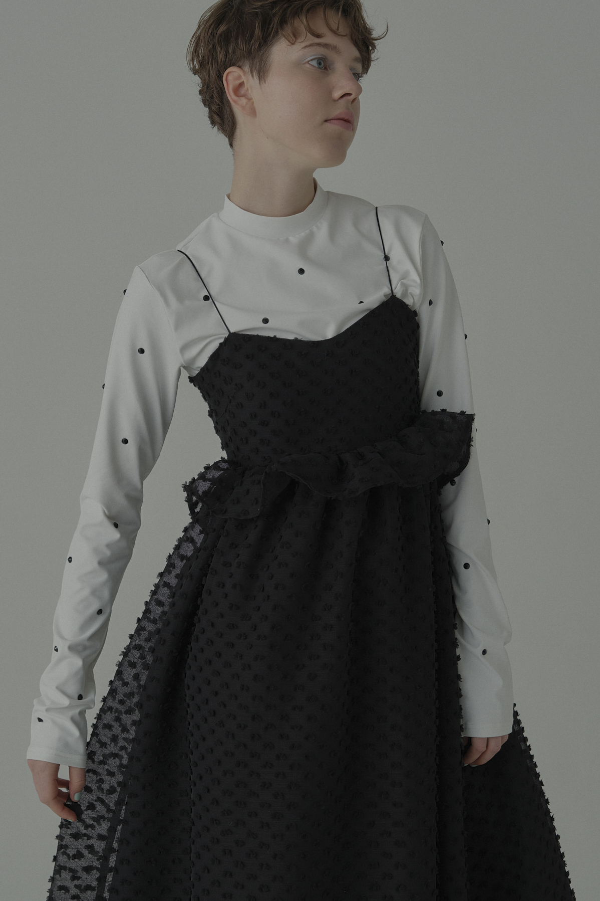 ESPRIT｜dot voile ribbon long one-piece｜ドットボイルリボンロング