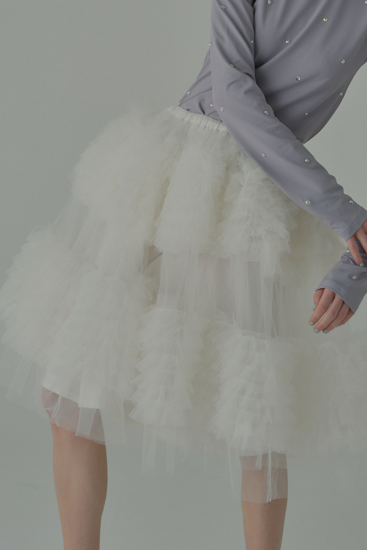 【ESPRIT】tulle knee length skirt