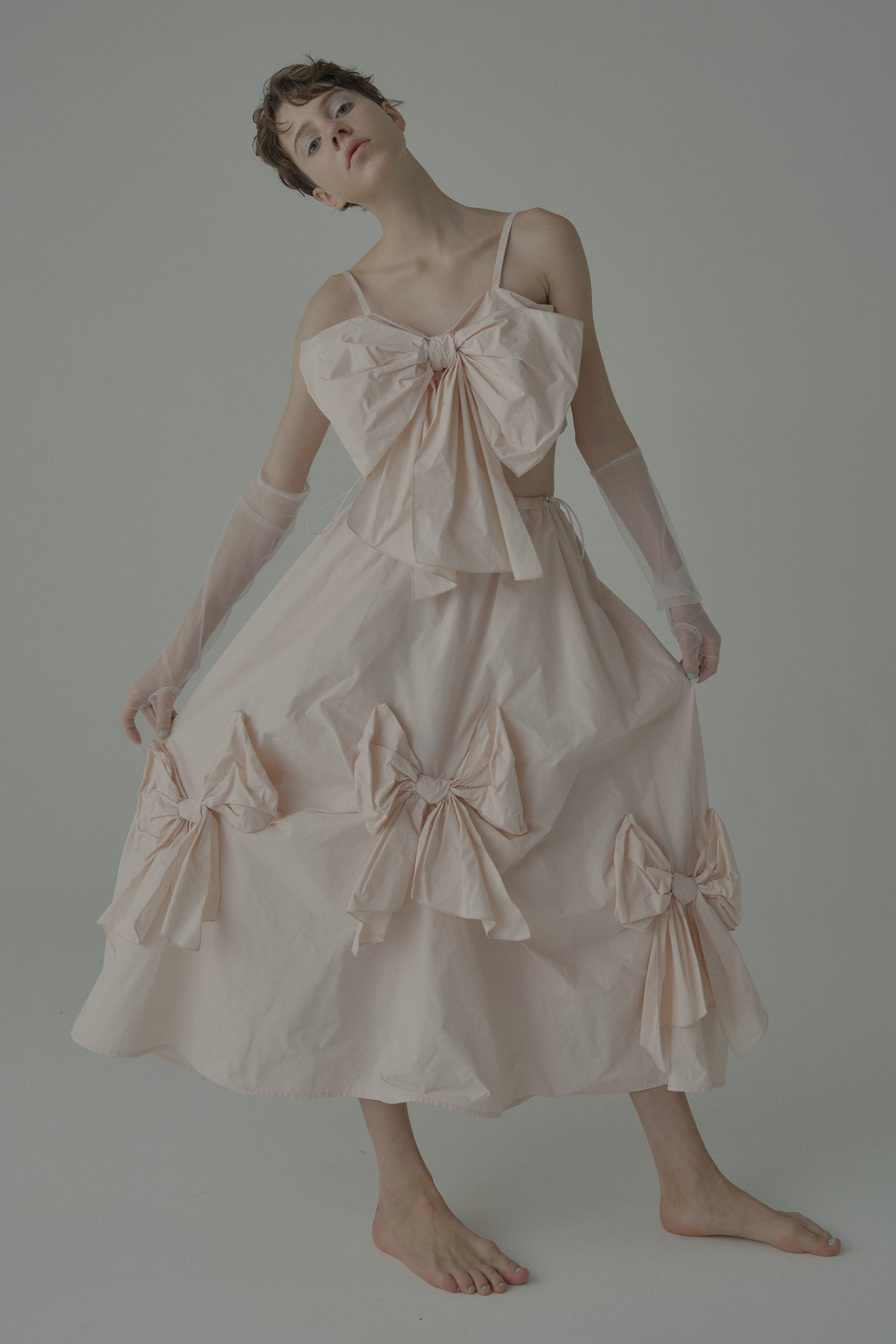 ESPRIT｜taffeta ribbon drape skirt