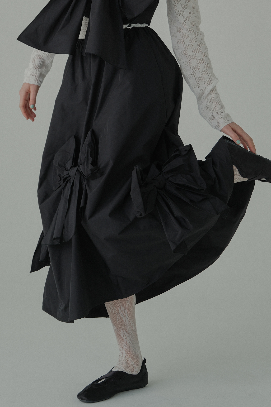 ESPRIT｜taffeta ribbon drape skirt