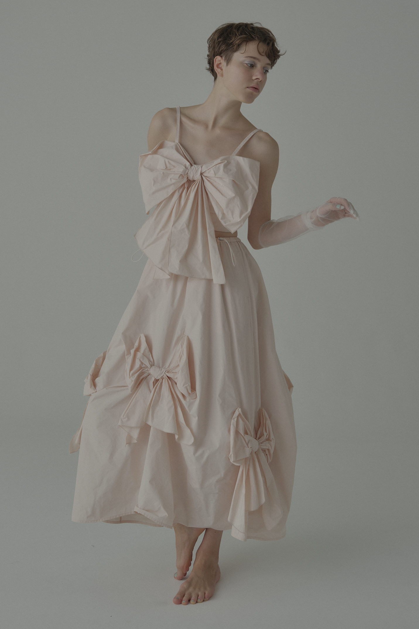 ESPRIT｜taffeta ribbon drape skirt