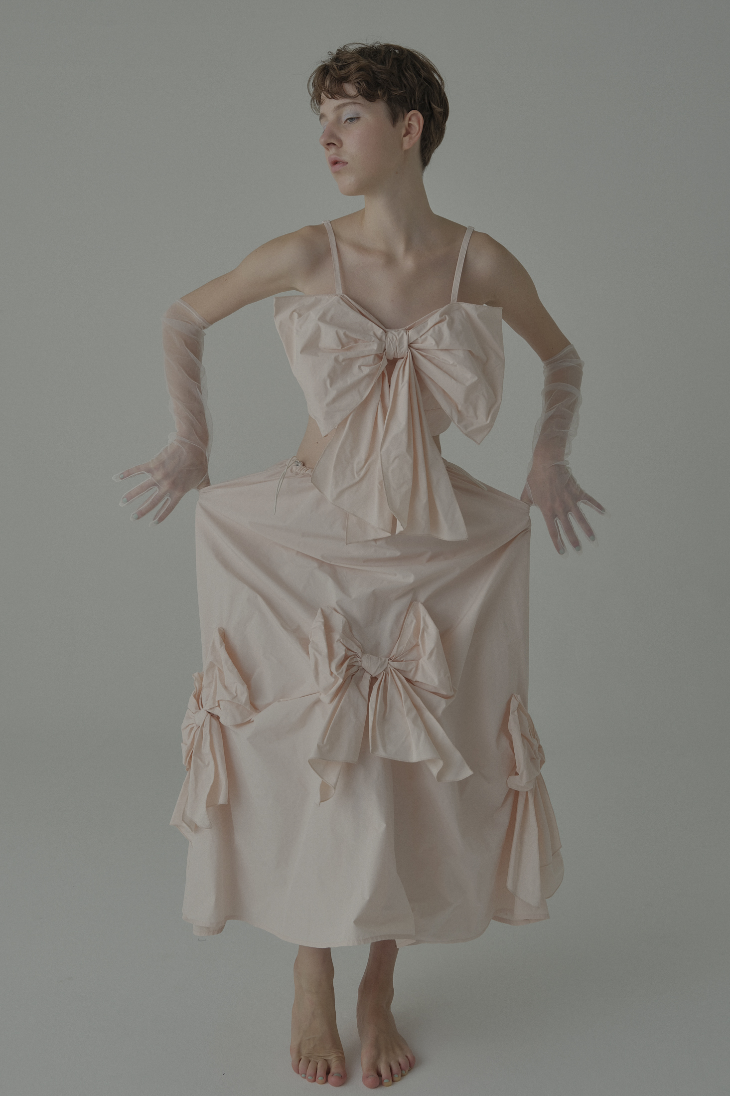 ESPRIT｜taffeta ribbon drape skirt