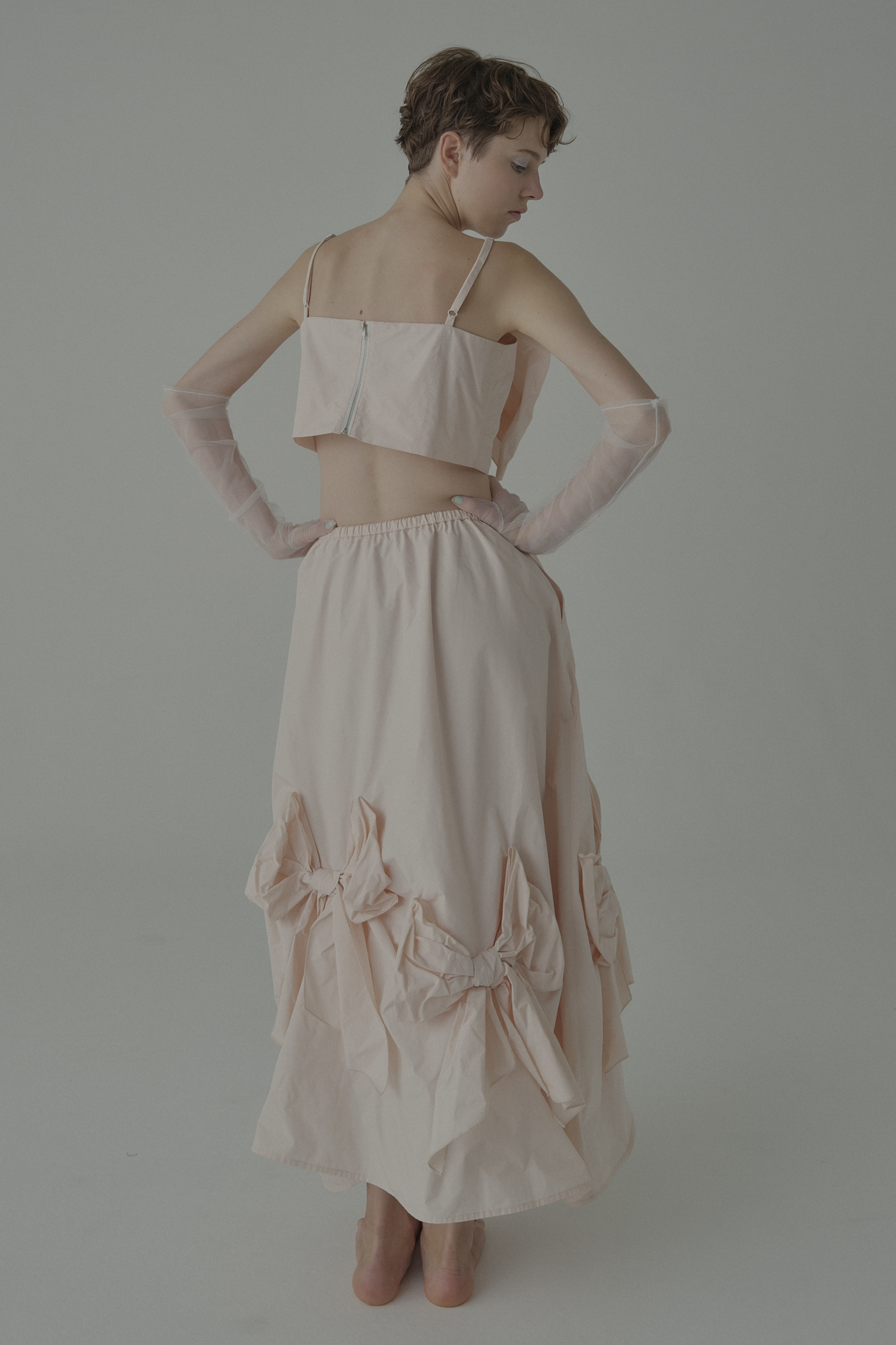 ESPRIT｜taffeta ribbon drape skirt