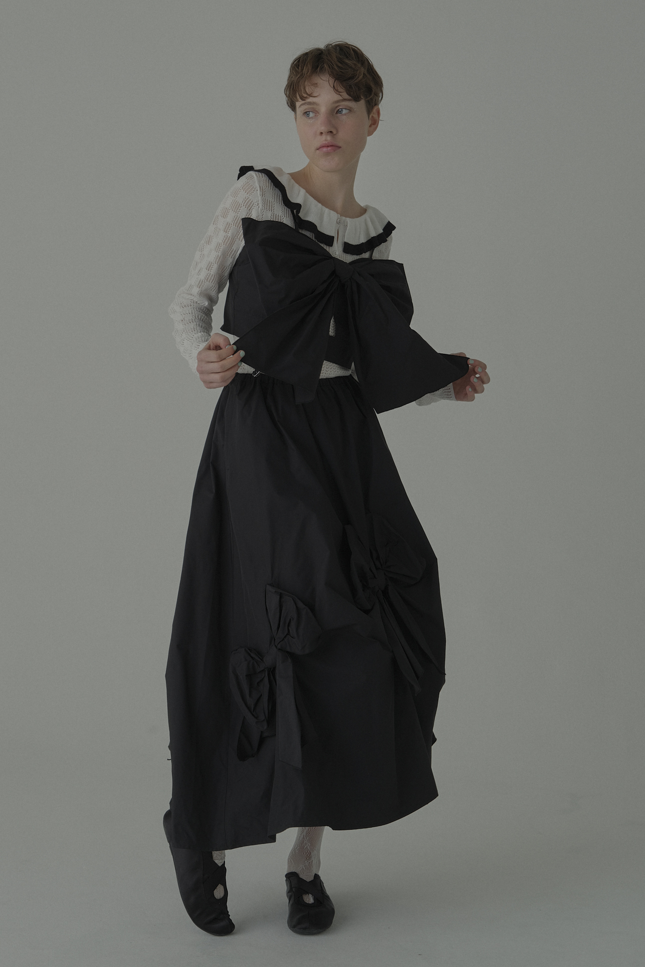 ESPRIT｜taffeta ribbon drape skirt