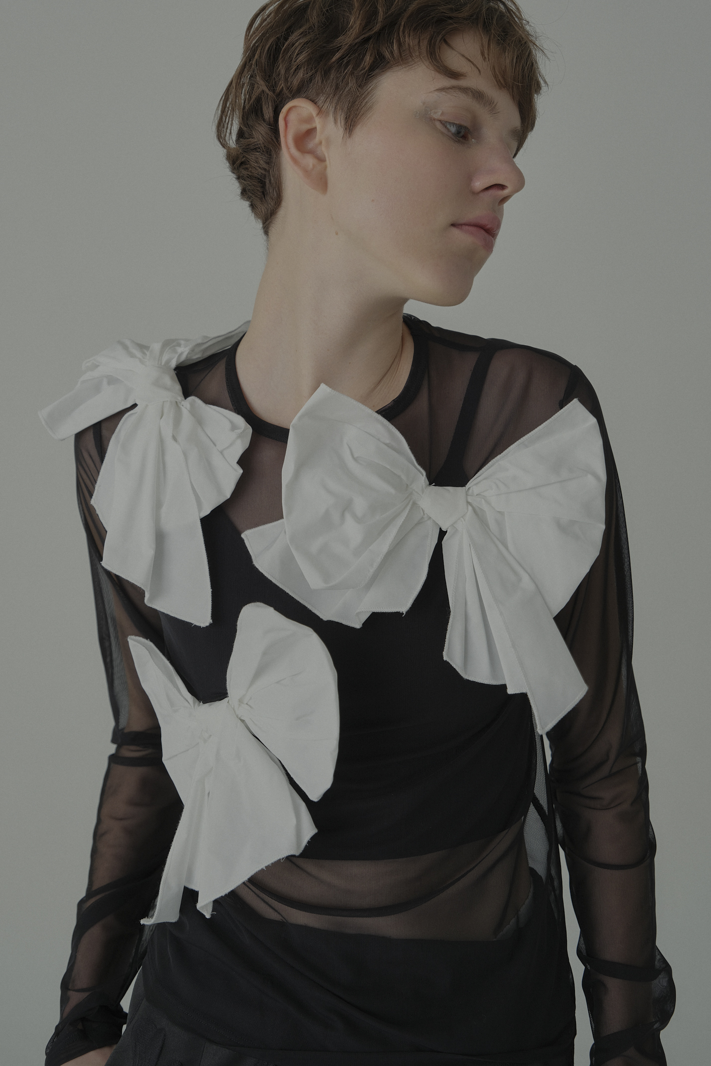 【ESPRIT】taffeta ribbon sheer tops