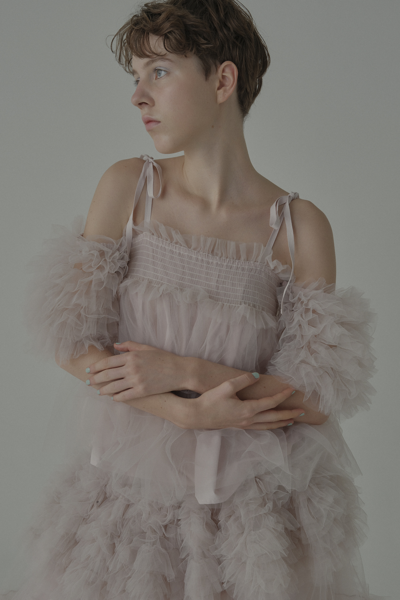 【ESPRIT】tulle puff sleeve blouse