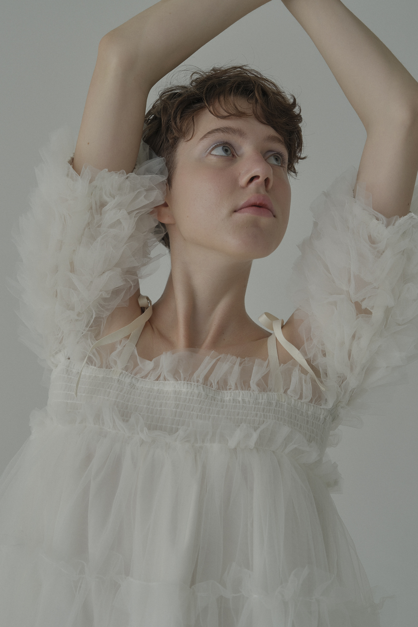 ESPRIT｜tulle puff sleeve blouse｜チュールパフスリーブブラウス