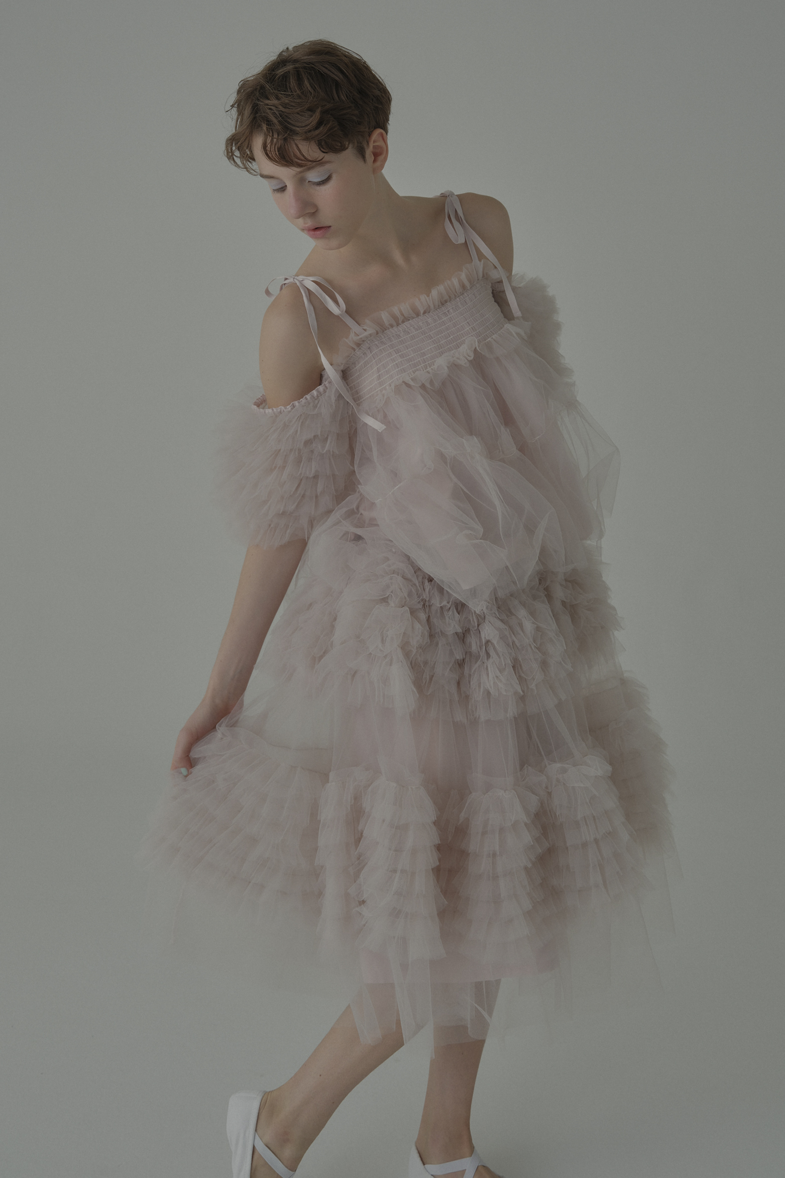 ESPRIT｜tulle puff sleeve blouse｜チュールパフスリーブブラウス