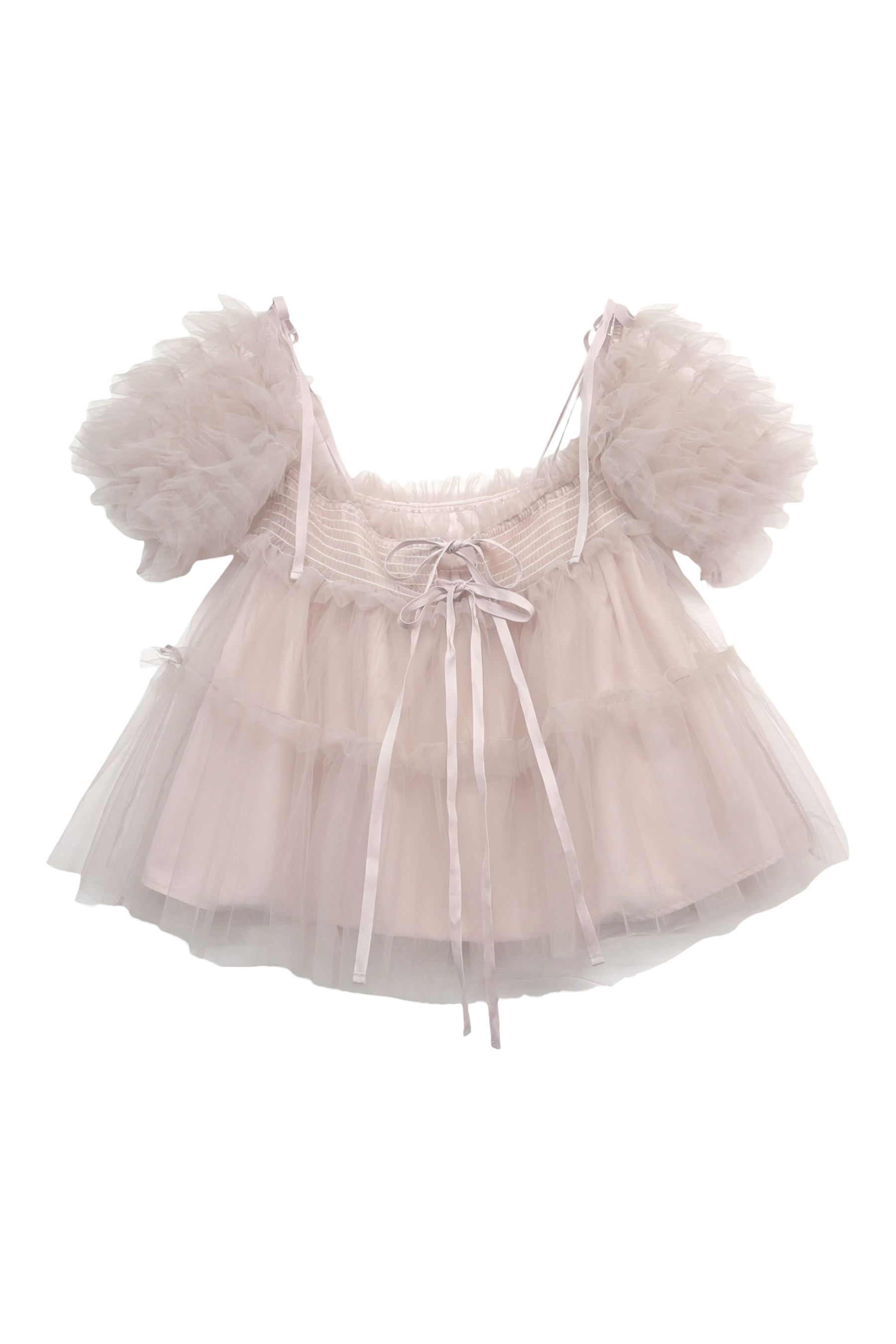 ESPRIT｜tulle puff sleeve blouse｜チュールパフスリーブブラウス
