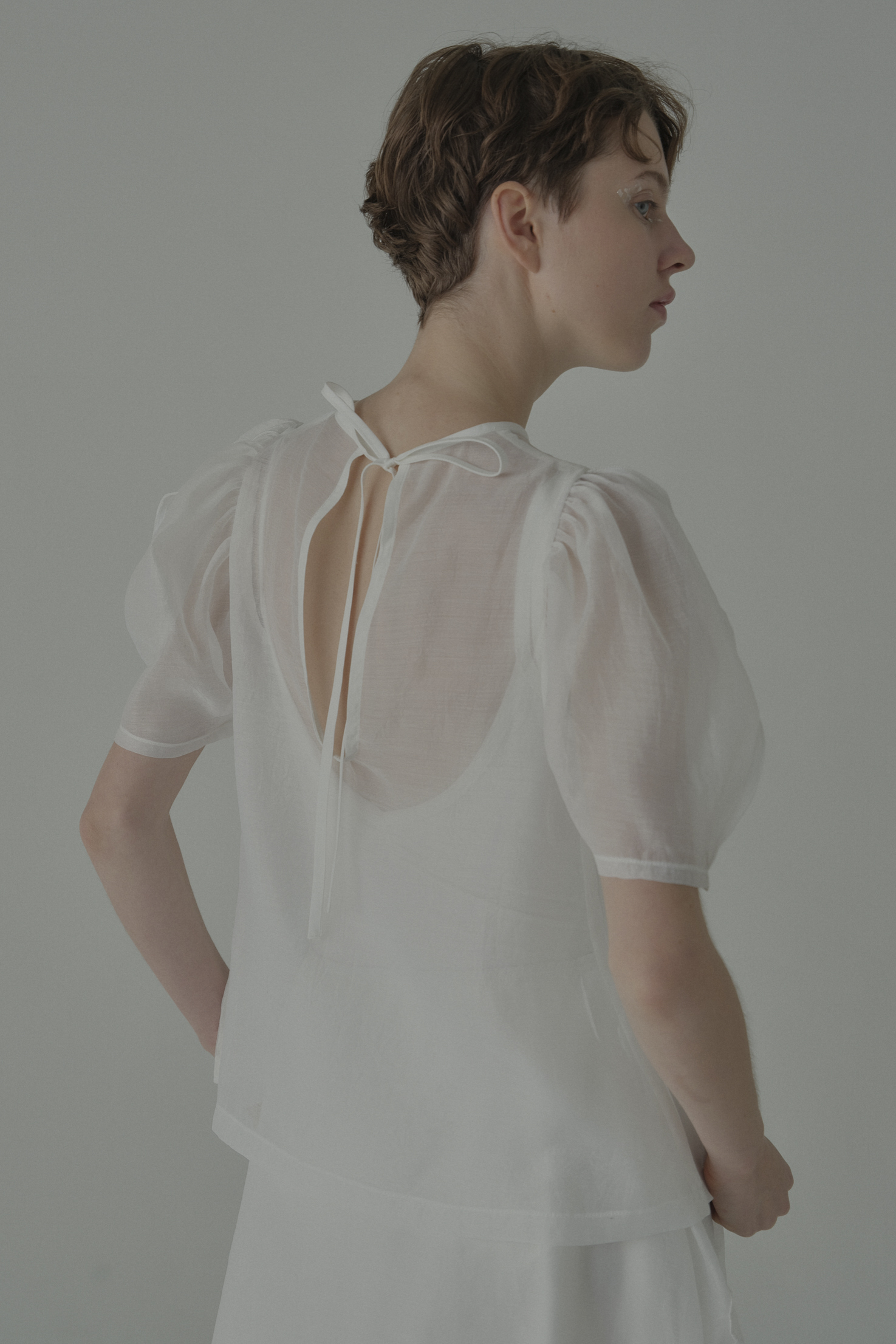 ESPRIT｜flower organdie puff blouse｜フラワーオーガンジーパフブラウス