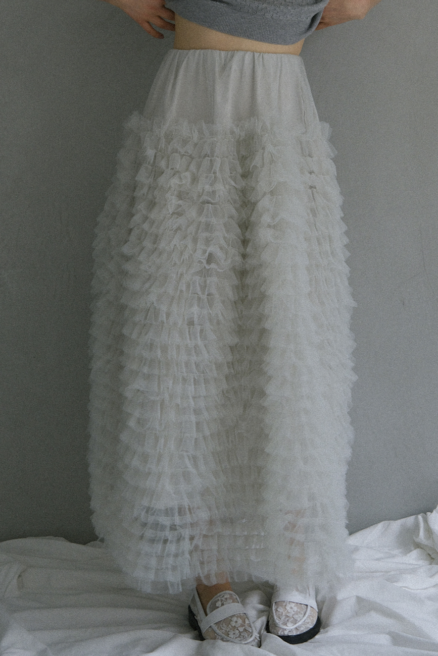 【ESPRIT】tulle tiered long skirt