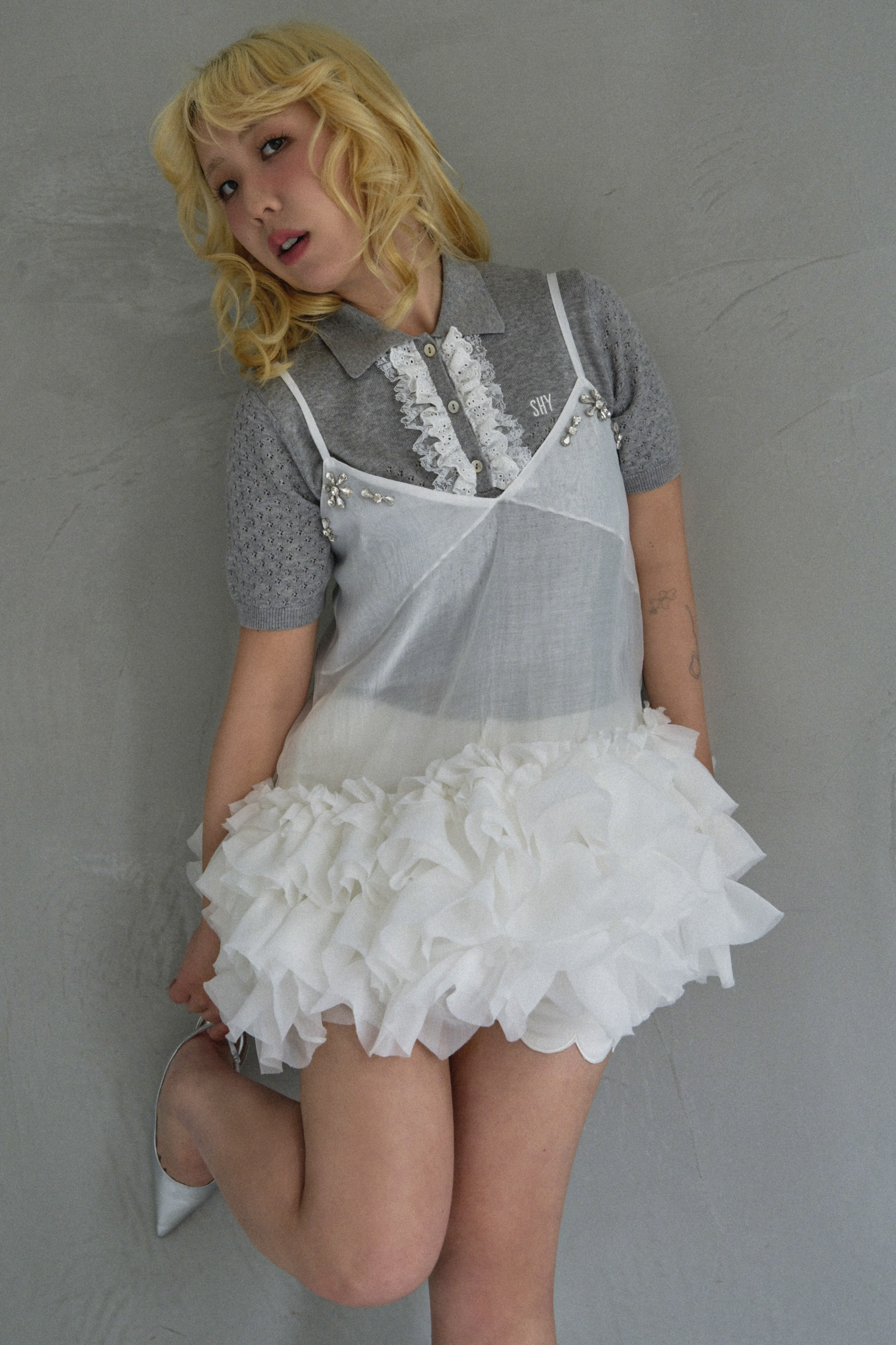 organdie tiered frill camisole | HONEY MI HONEY