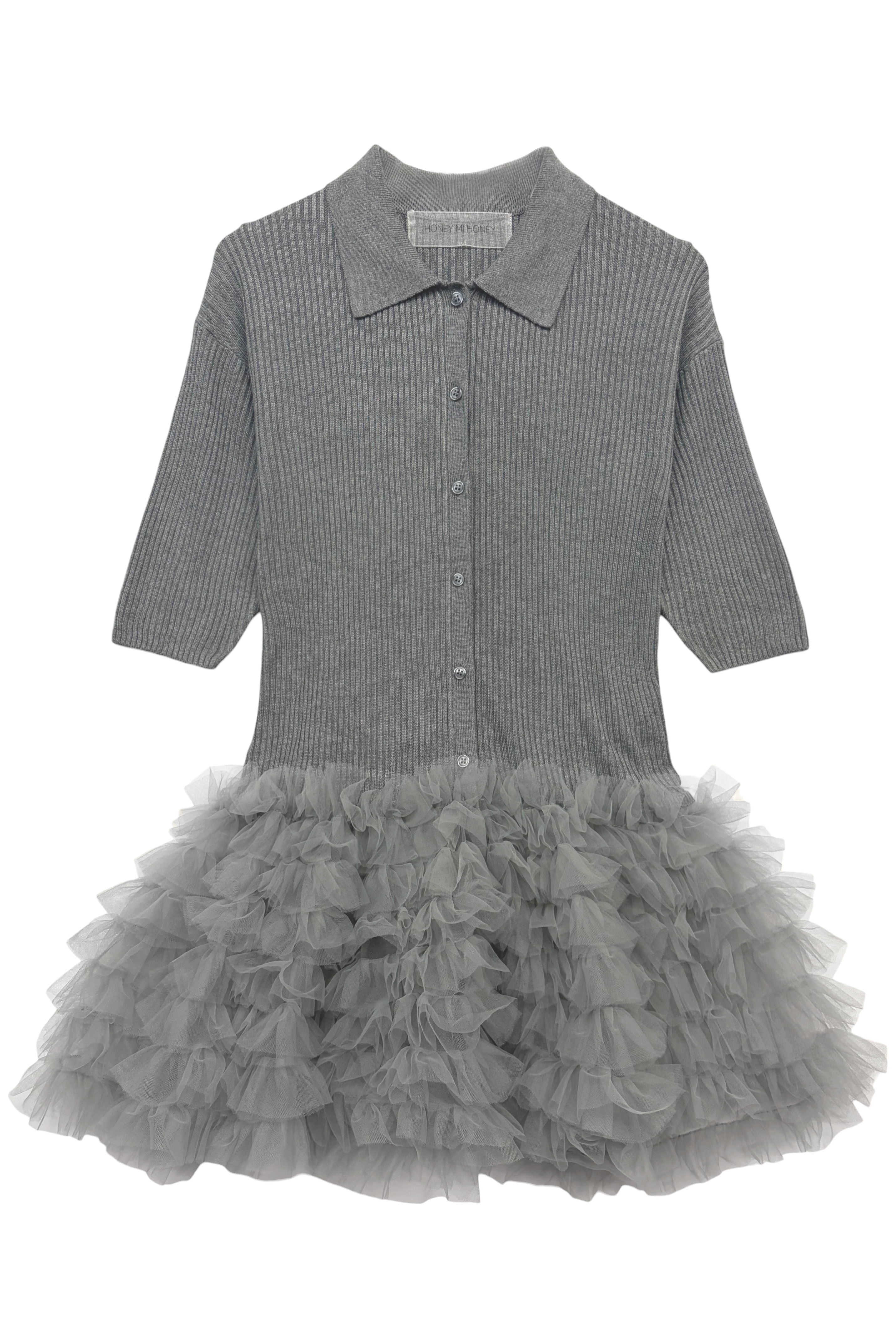 HONEY MI HONEY】tulle peplum short sleeve cardigan HONEY.MALL