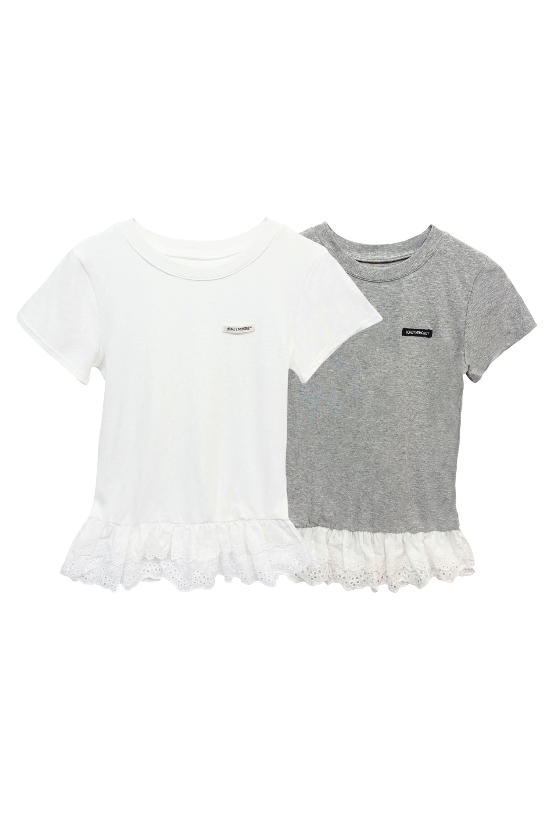 HONEY MI HONEY】cotton lace frill t-shirt HONEY.MALL