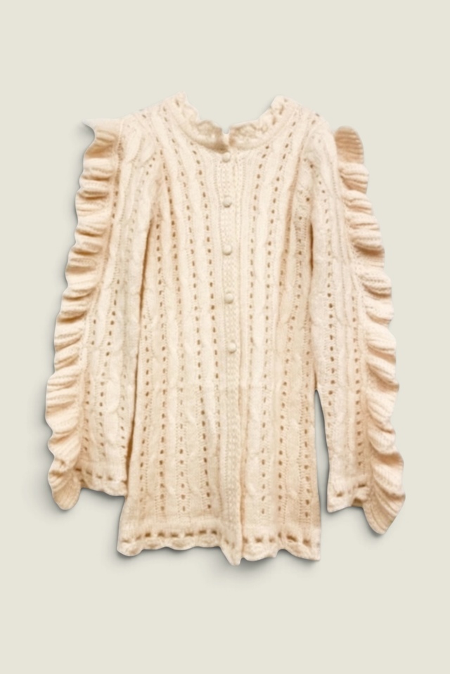 【HONEY MI HONEY】two-way frill knit long jacket