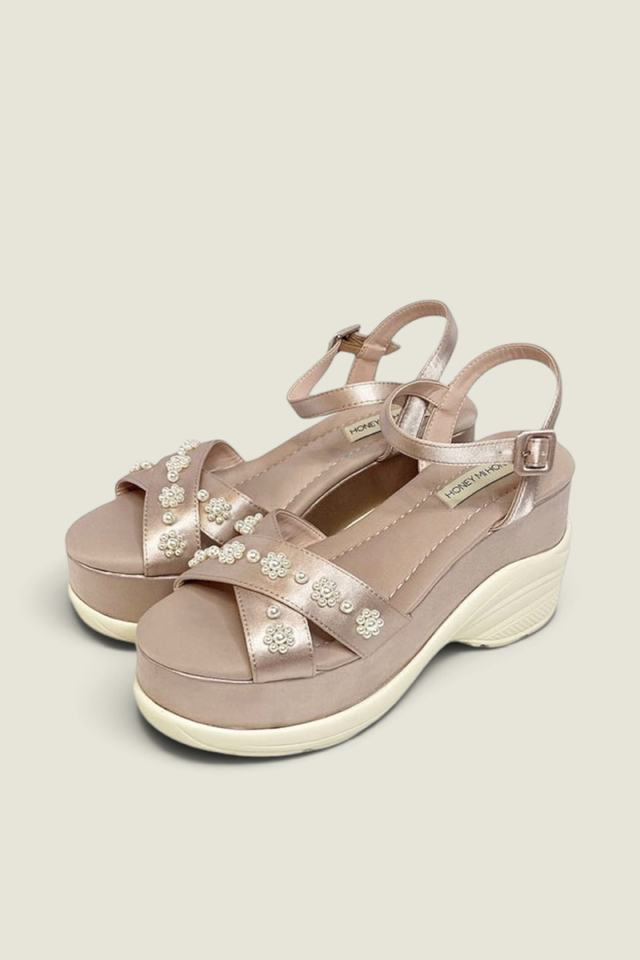 【HONEY MI HONEY】pearl wedge sandal