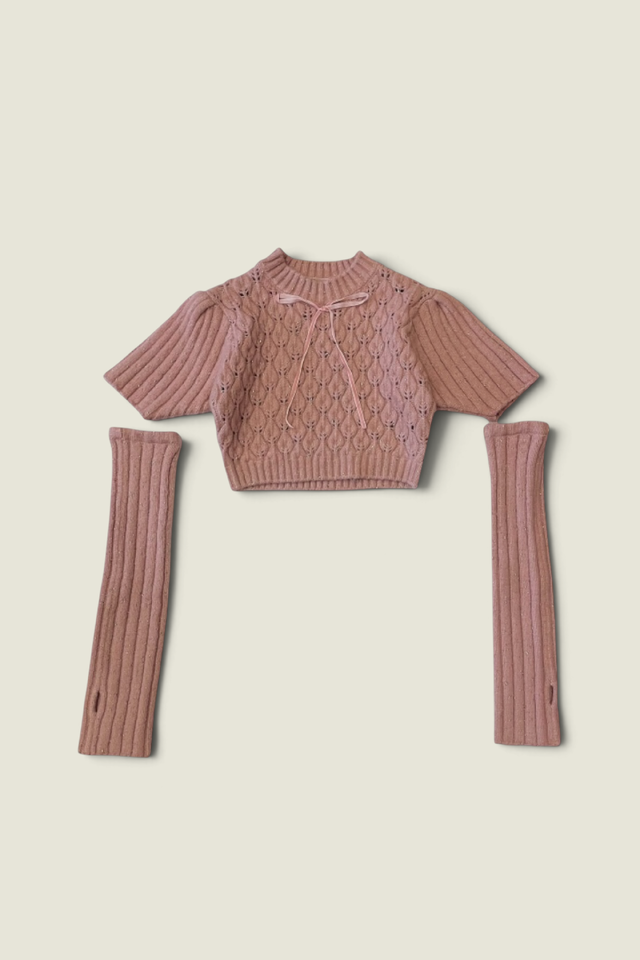 【HONEY MI HONEY】jacquard two-way ribbon knit