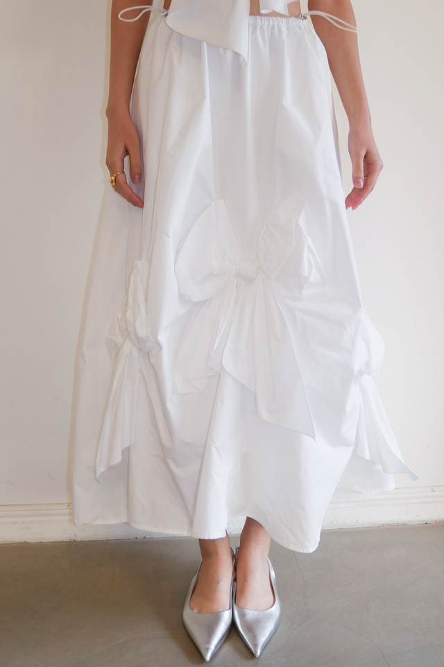 【ESPRIT】taffeta ribbon drape skirt