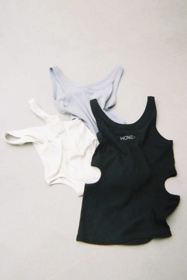 【HONEY MI HONEY】logo rib tank top