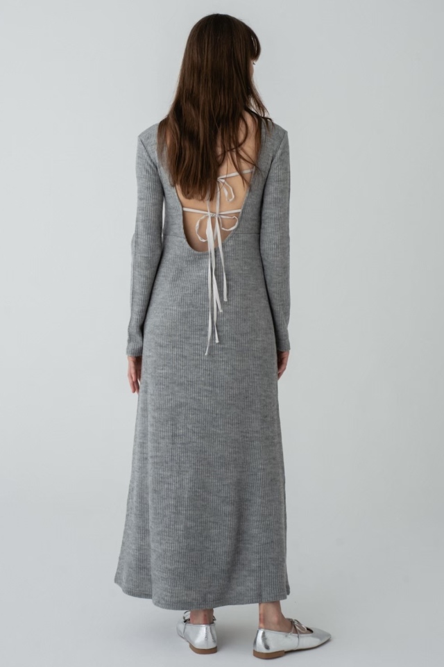 【HONEY MI HONEY】back open rib long one-piece