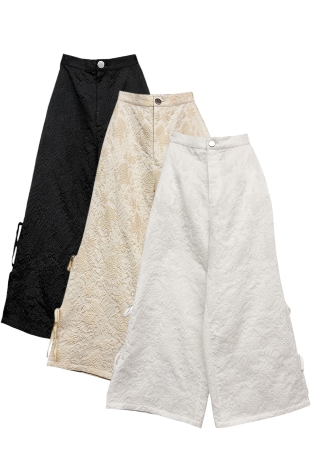 【HONEY MI HONEY】side ribbon jacquard pants